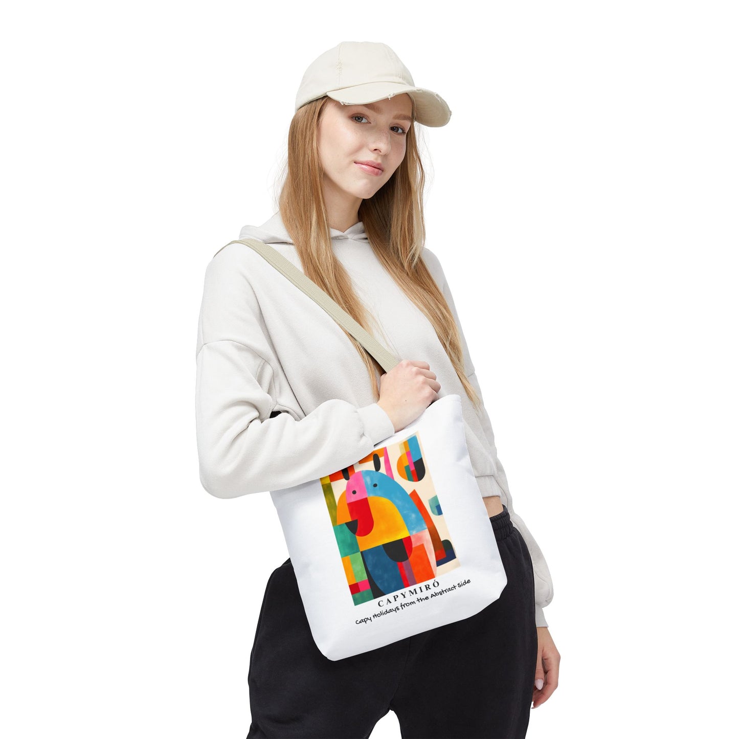 Capy Miro II Christmas Tote Bag – Surreal Capybara Art – Capy Holiday from the Abstract Side – Joan Miró Inspired Canvas Bag Gift