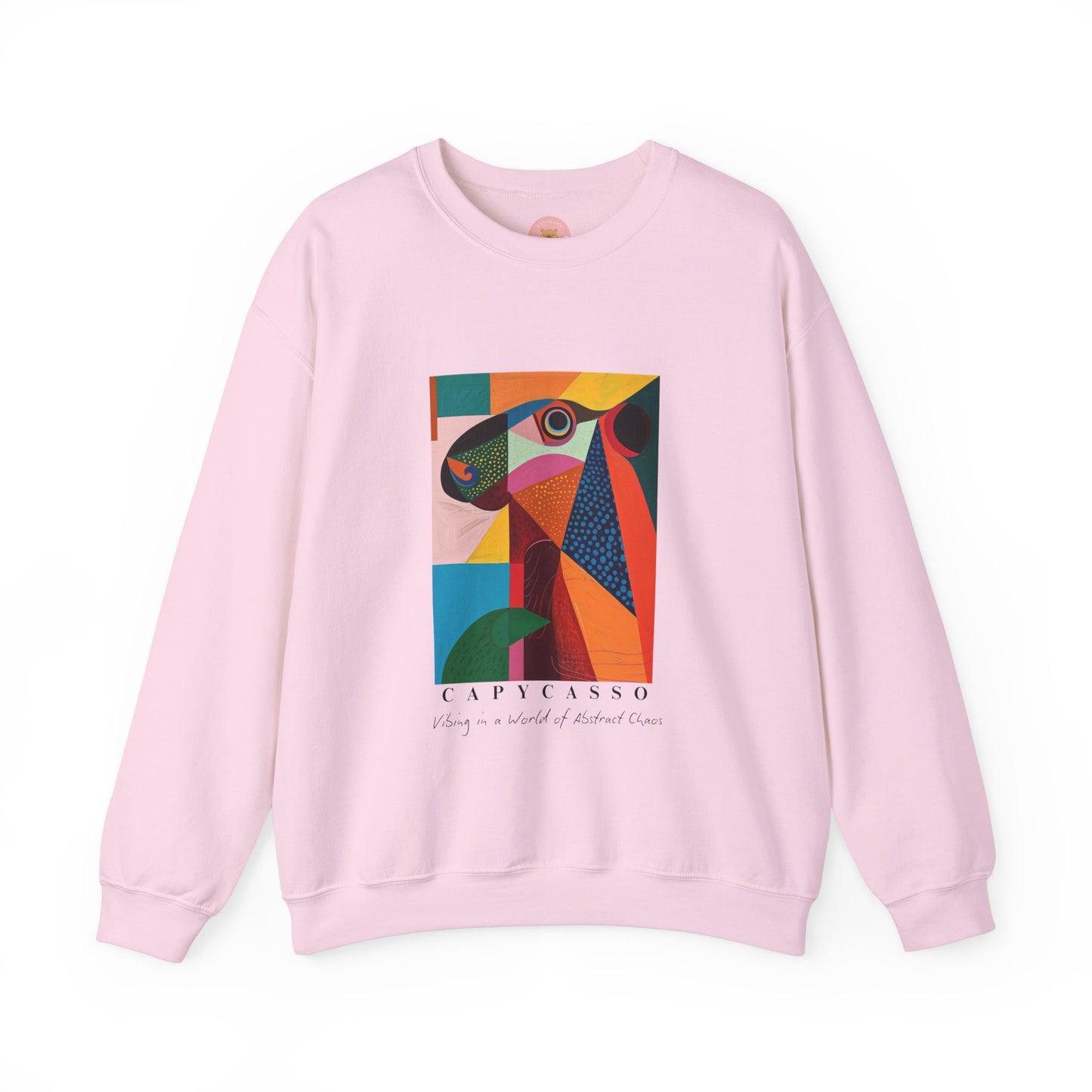 Capycasso Capybara sweatshirt features a painting inspired by Pablo Picasso, with very abstract forms and geometric shapes. It adds a funny vibe and is perfect for capybara and art lovers. This cozy sweatshirt is ideal for colder months and offers a comfy wearing experience with top-tier durability.