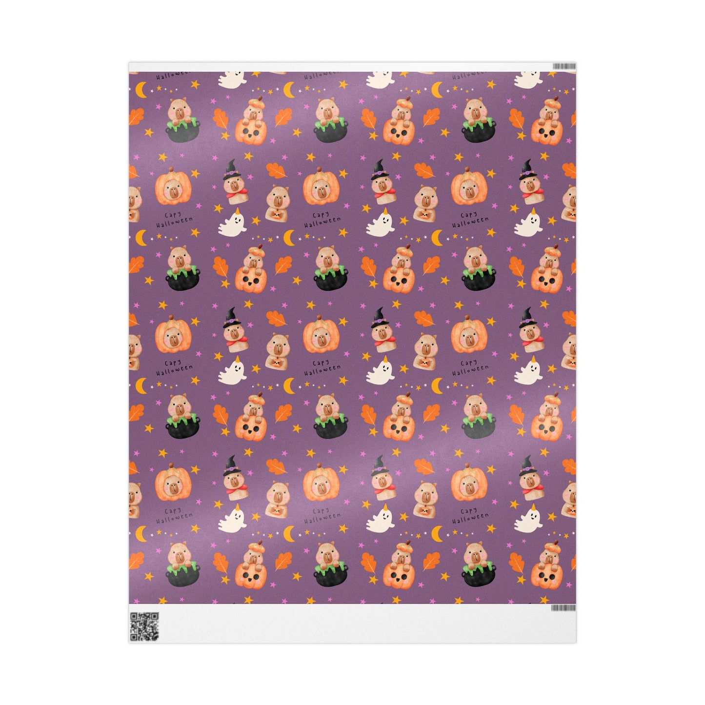 Halloween Capybara Gift Wrapping Paper, Spooky Season Wrap, Cute Pumpkin & Ghost Design, Fall Decorating, Party Supplies, Trick or Treat