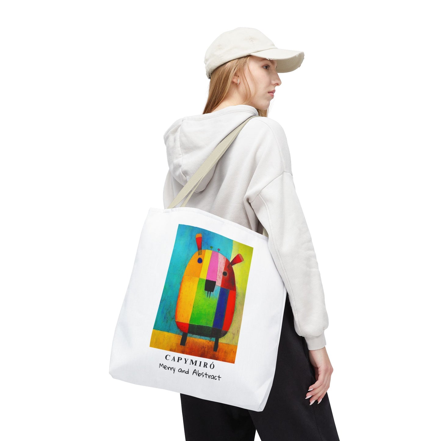 Capy Miro Christmas Tote Bag – Surreal Capybara Art – Merry & Abstract – Joan Miró Inspired Canvas Bag Gift
