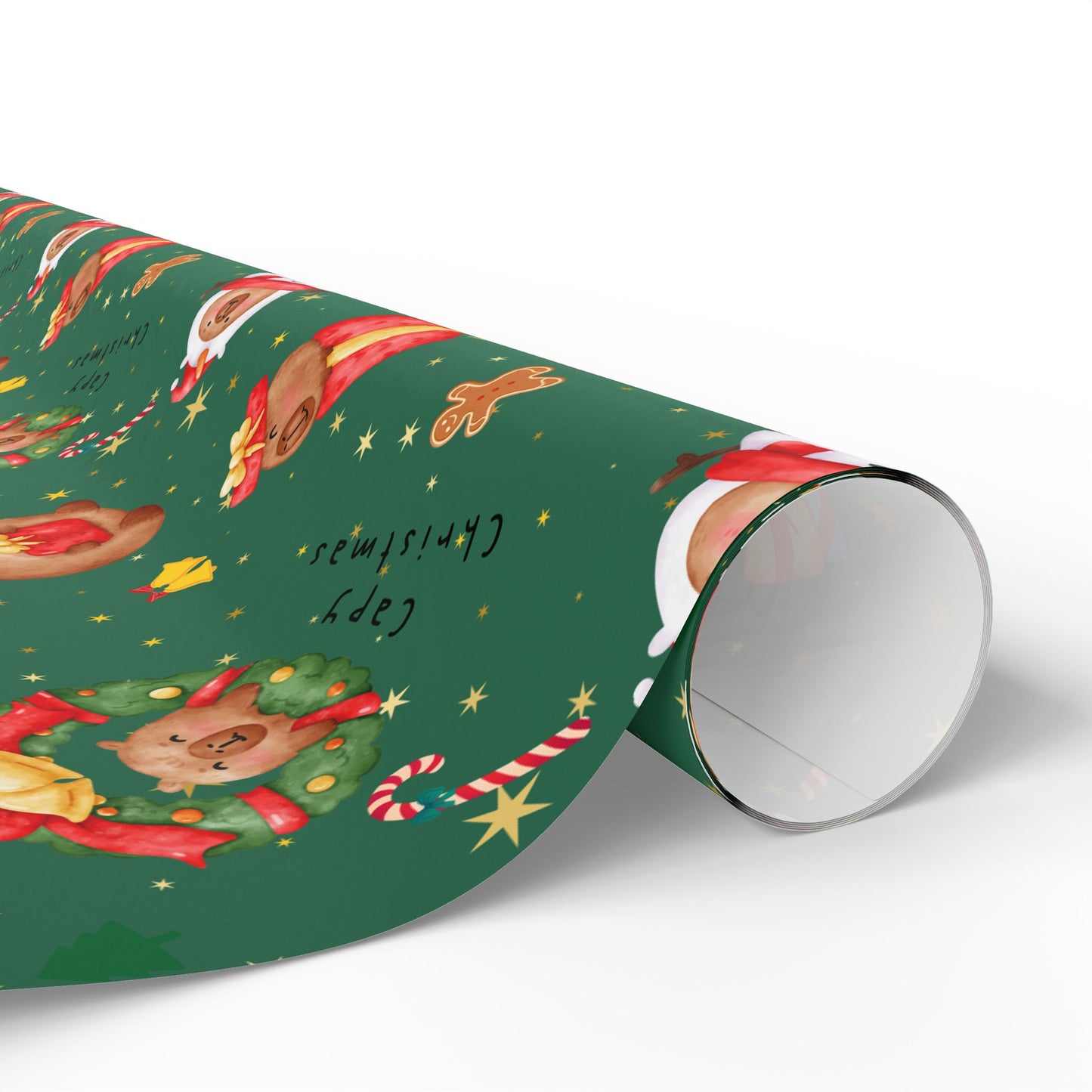 Capybara Christmas Wrapping Paper (Green) , Chirstmas Season Wrap, Cute Gift Wrap for Capybara Lovers, Winter Decorating, Party Supplies, Merry Christmas