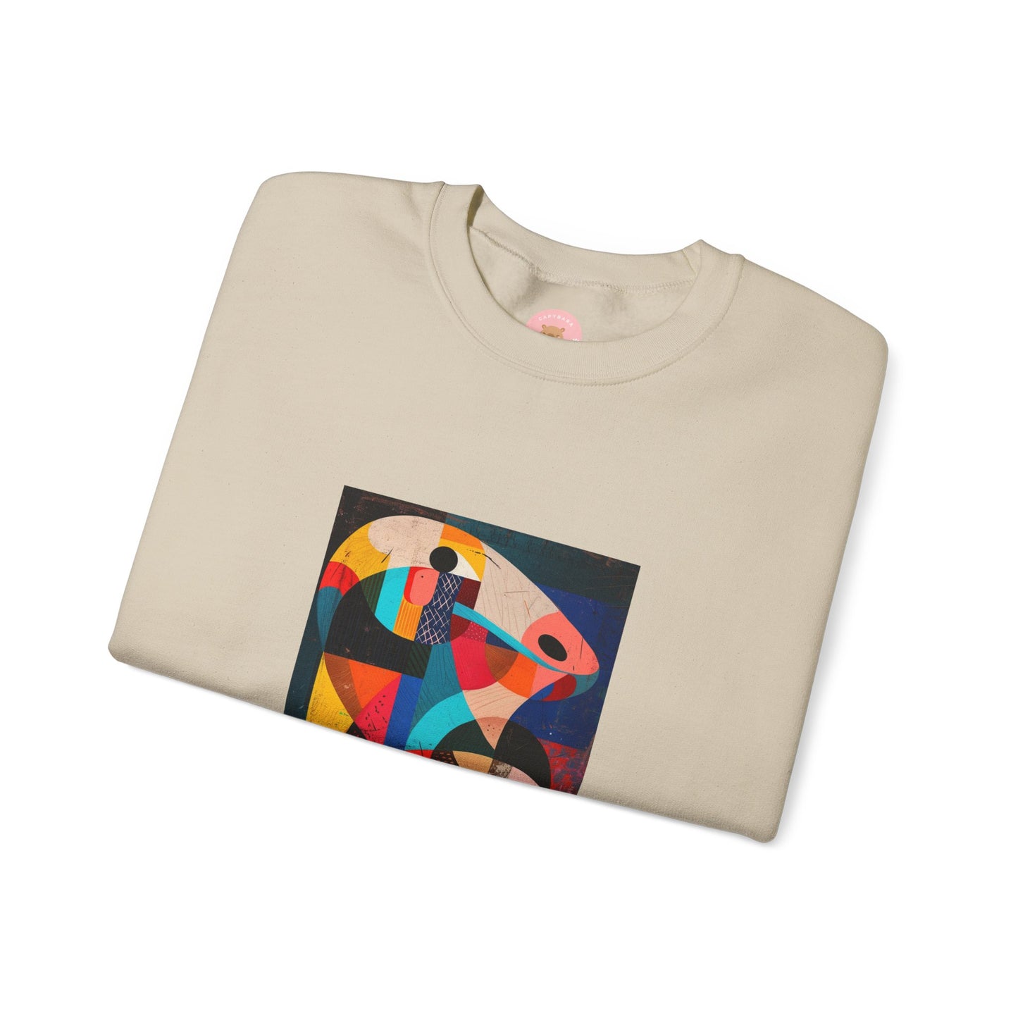Capycasso Capybara sweatshirt features a painting inspired by Pablo Picasso, with very abstract forms and geometric shapes. It adds a funny vibe and is perfect for capybara and art lovers. This cozy sweatshirt is ideal for colder months and offers a comfy wearing experience with top-tier durability.