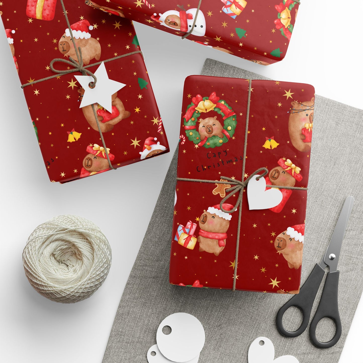 Capybara Christmas Wrapping Paper (Red), Chirstmas Season Wrap, Cute Gift Wrap for Capybara Lovers, Winter Decorating, Party Supplies, Merry Christmas