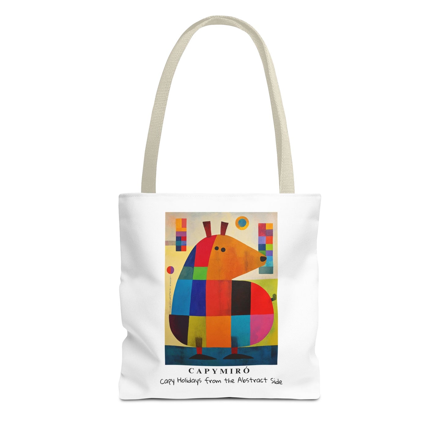 Capy Miro Christmas Tote Bag – Surreal Capybara Art – Capy Holiday from the Abstract Side – Joan Miró Inspired Canvas Bag Gift