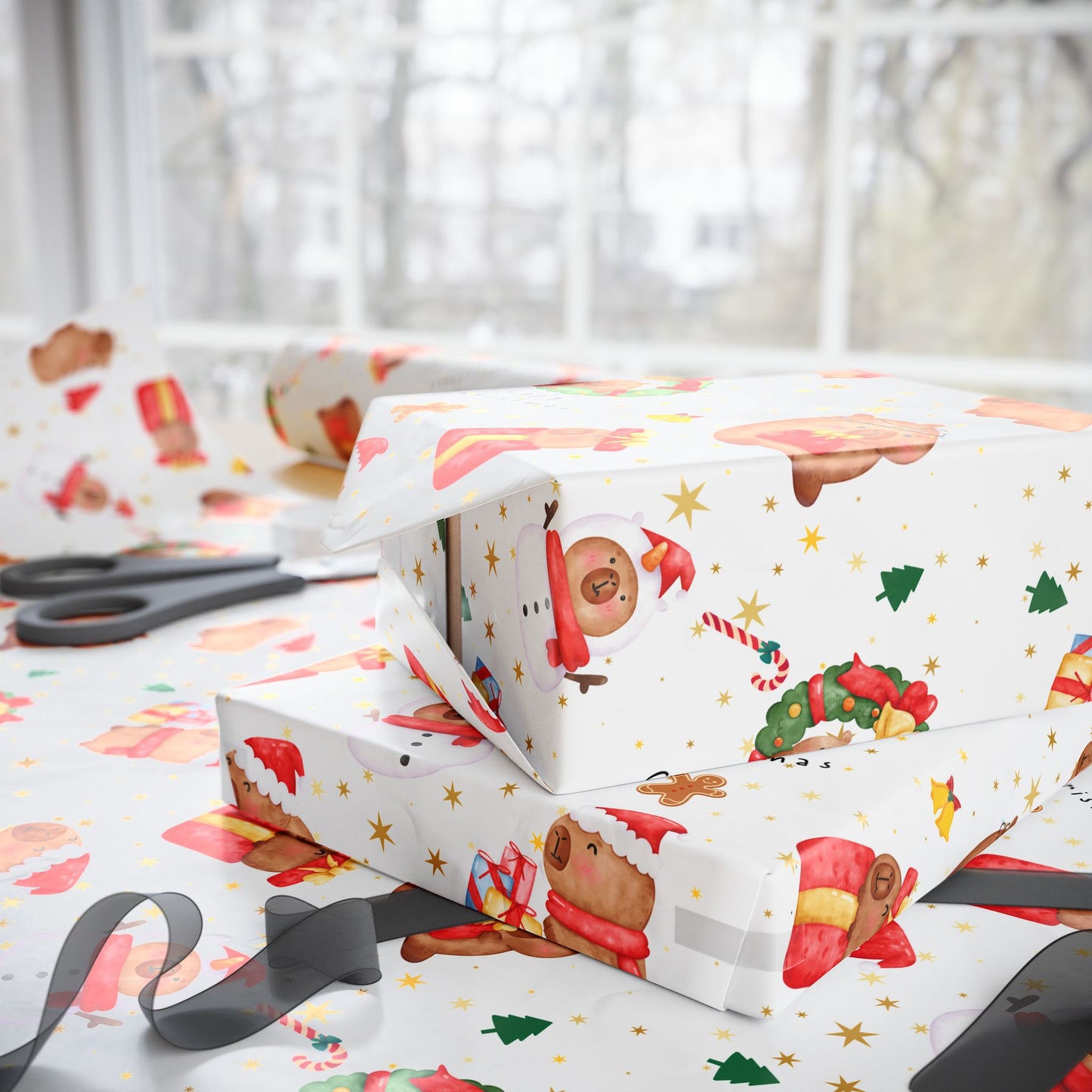 Capybara Christmas Wrapping Paper, Chirstmas Season Wrap, Cute Gift Wrap for Capybara Lovers, Winter Decorating, Party Supplies, Merry Christmas