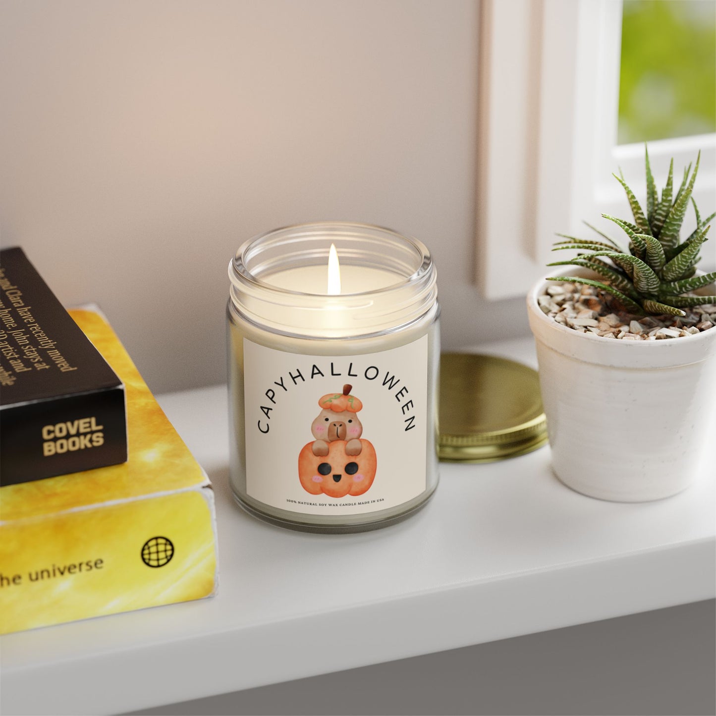 Capybara Halloween Scented Candle, Coconut Apricot Wax (4oz, 9oz) - Fart Heart Design