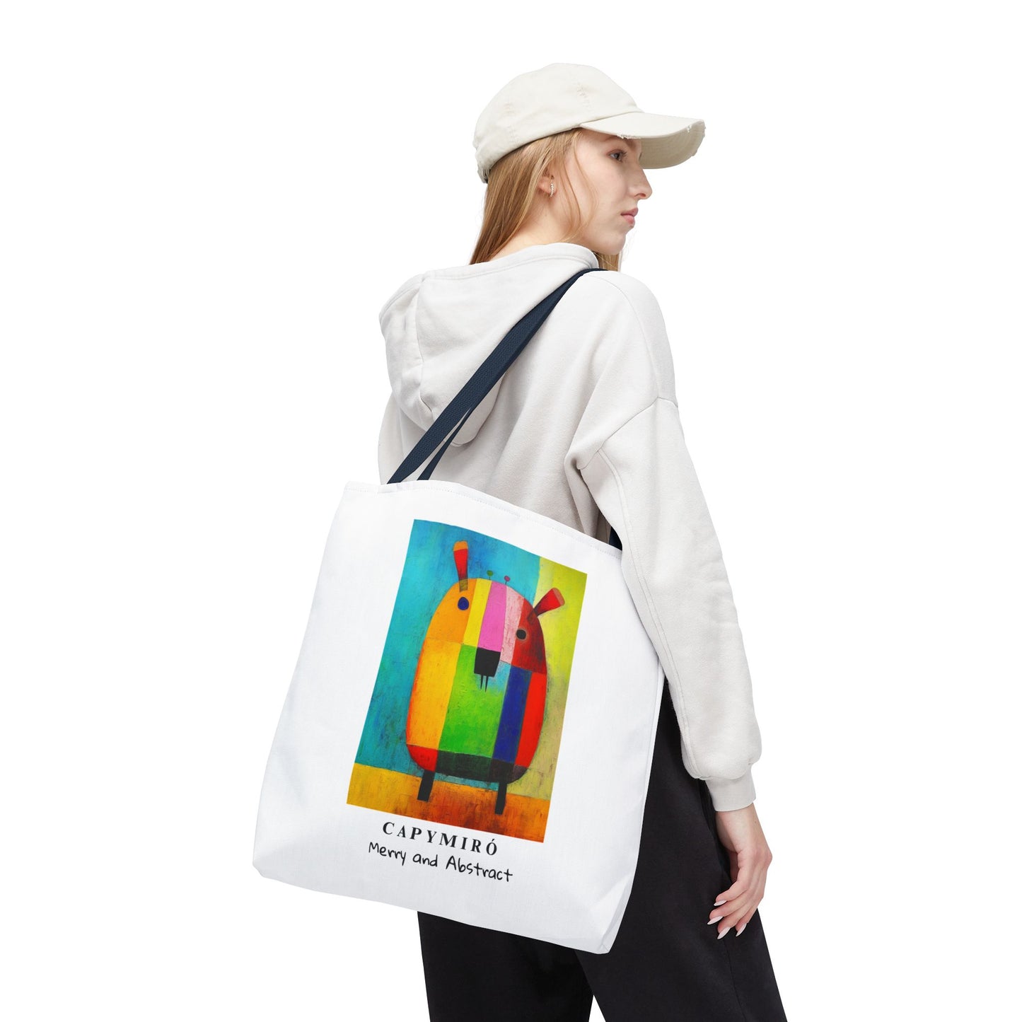 Capy Miro Christmas Tote Bag – Surreal Capybara Art – Merry & Abstract – Joan Miró Inspired Canvas Bag Gift