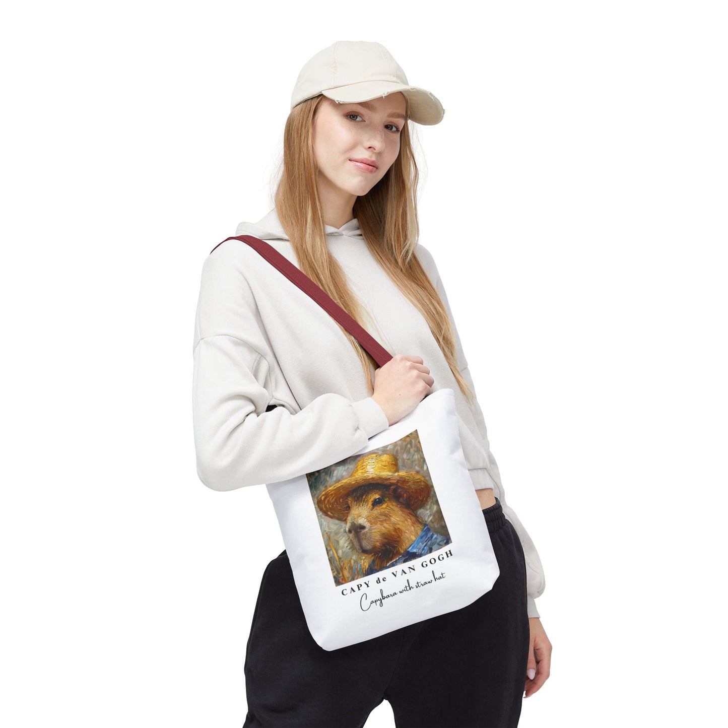 Capybara with a Straw Hat Tote Bag – CAPY de VAN GOGH Series – Funny Art Lover Gift, Animal-Inspired Canvas Bag