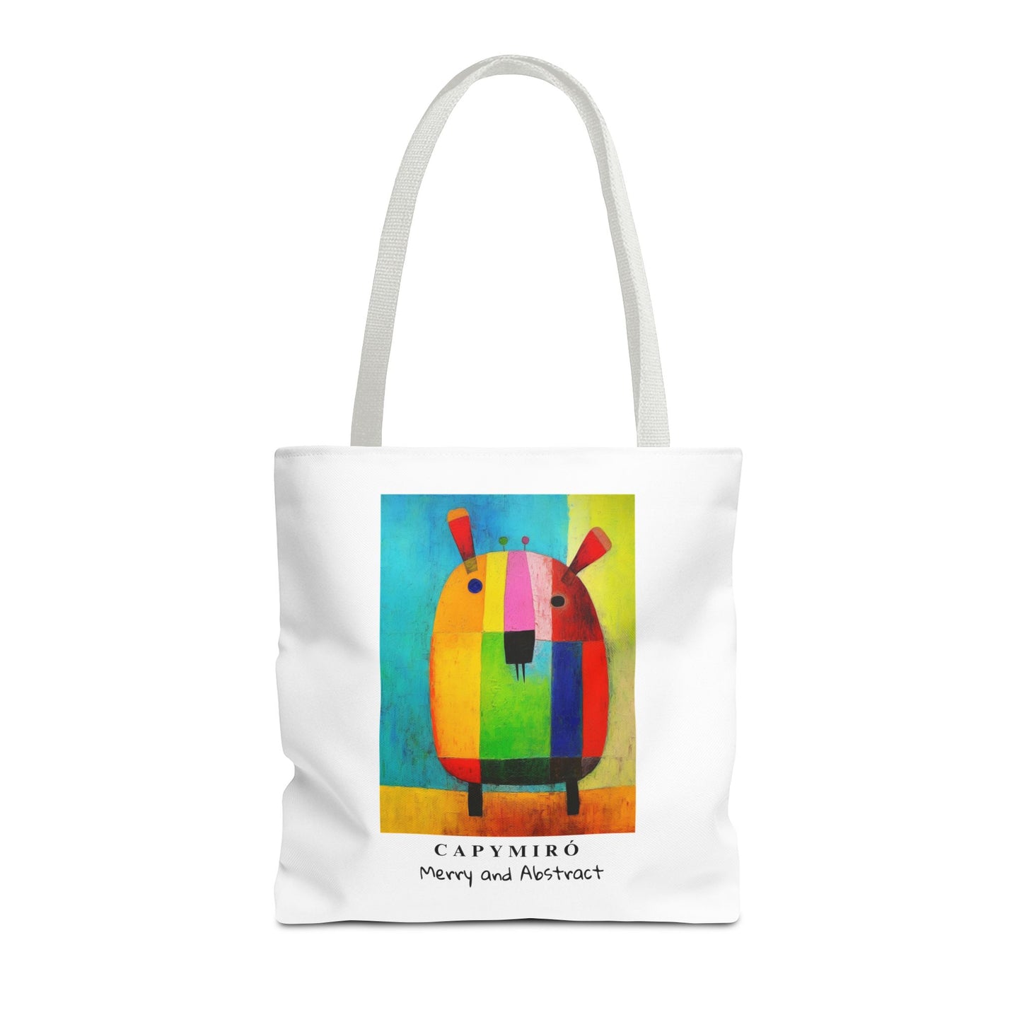 Capy Miro Christmas Tote Bag – Surreal Capybara Art – Merry & Abstract – Joan Miró Inspired Canvas Bag Gift