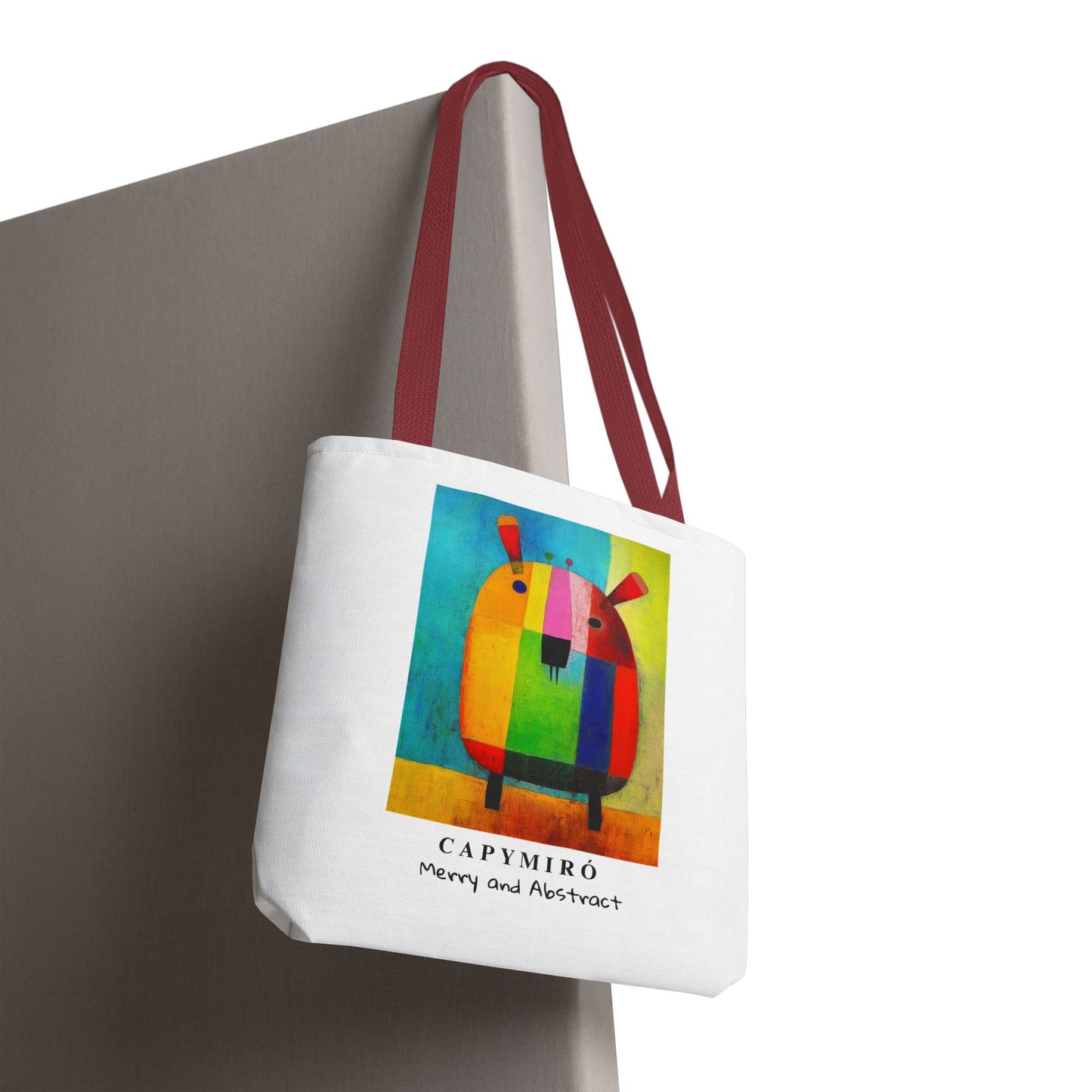 Capy Miro Christmas Tote Bag – Surreal Capybara Art – Merry & Abstract – Joan Miró Inspired Canvas Bag Gift