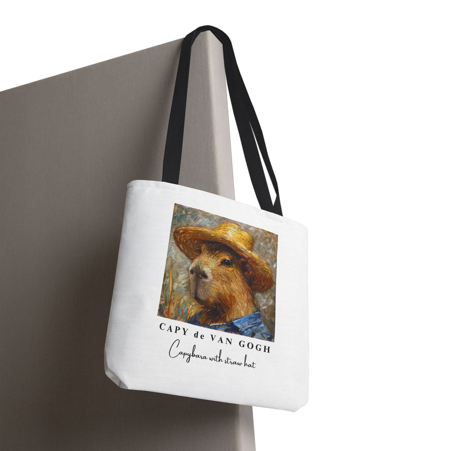 Capybara with a Straw Hat Tote Bag – CAPY de VAN GOGH Series – Funny Art Lover Gift, Animal-Inspired Canvas Bag