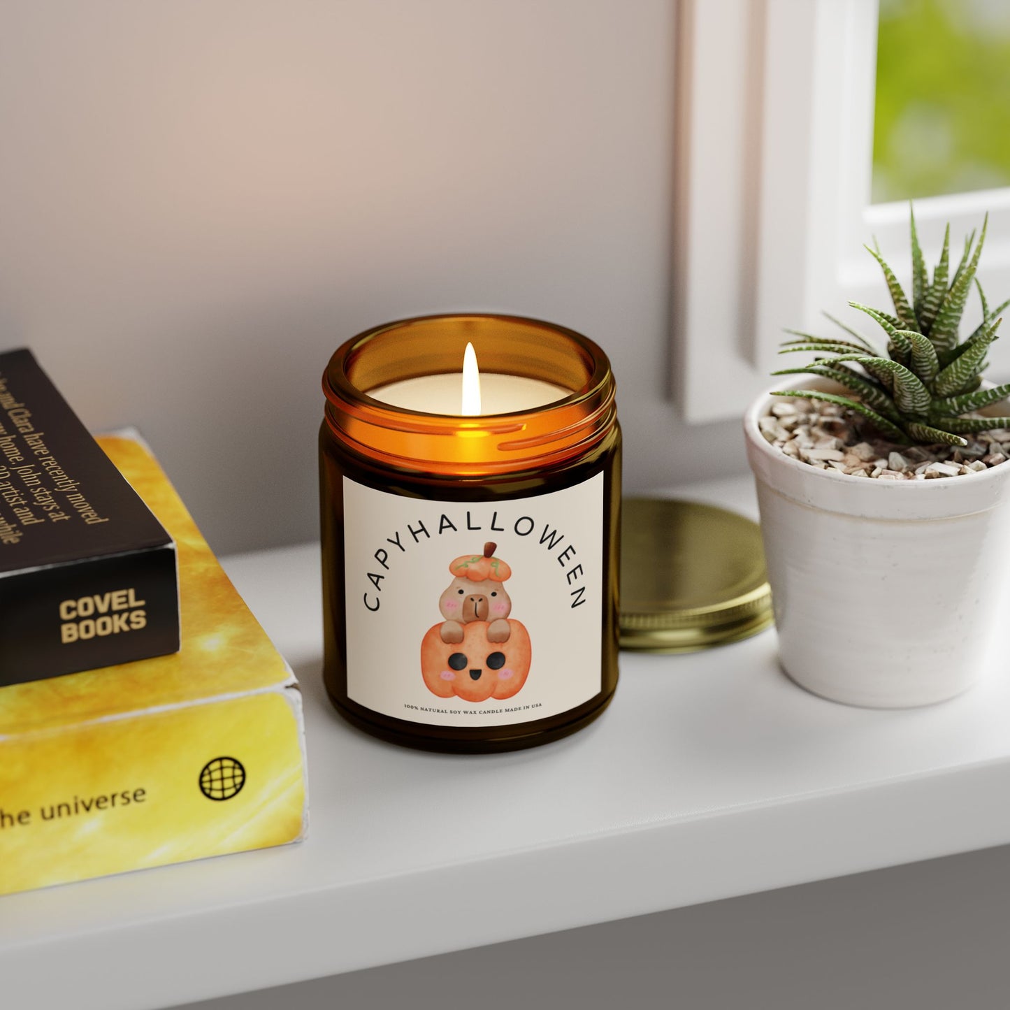Capybara Halloween Scented Candle, Coconut Apricot Wax (4oz, 9oz) - Fart Heart Design