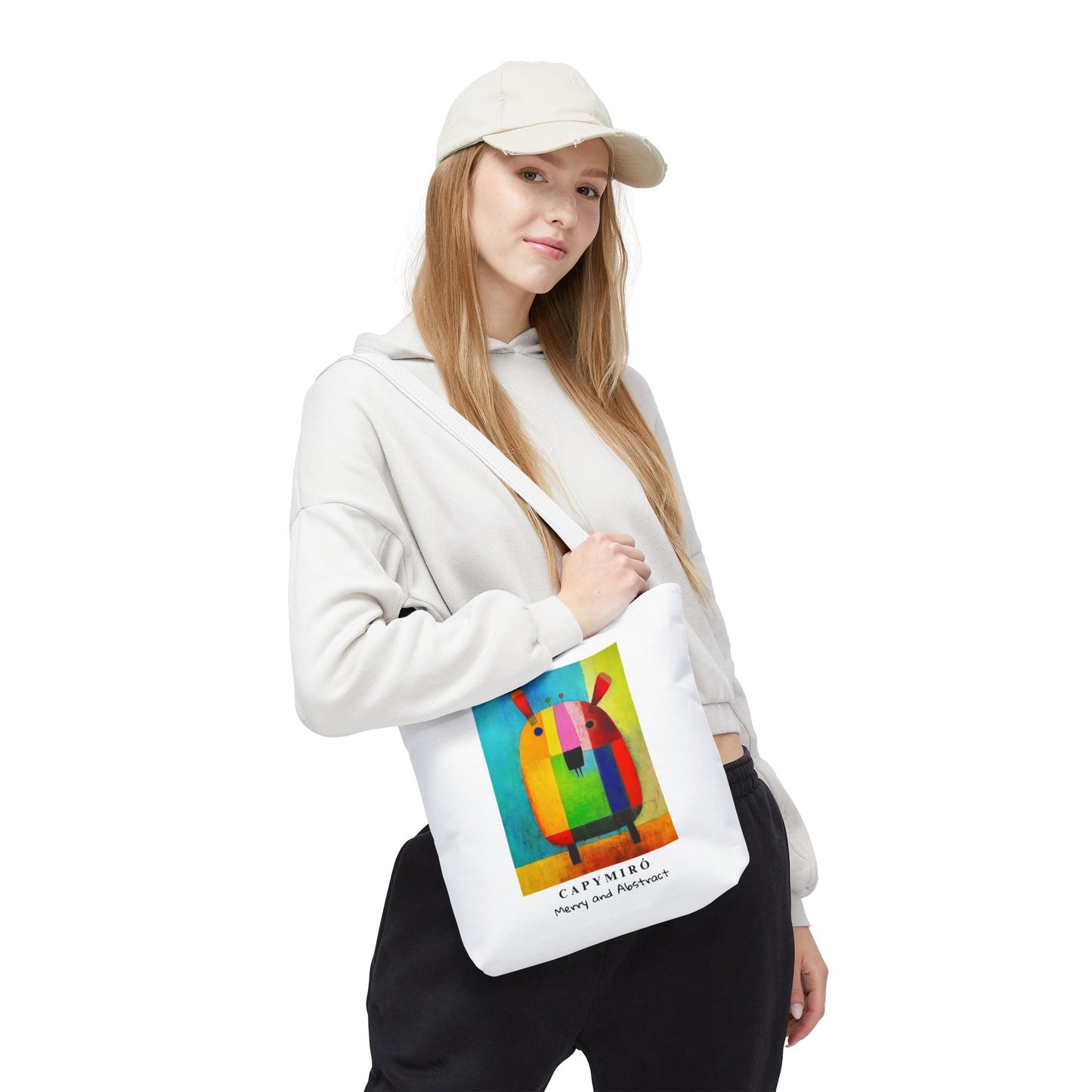 Capy Miro Christmas Tote Bag – Surreal Capybara Art – Merry & Abstract – Joan Miró Inspired Canvas Bag Gift