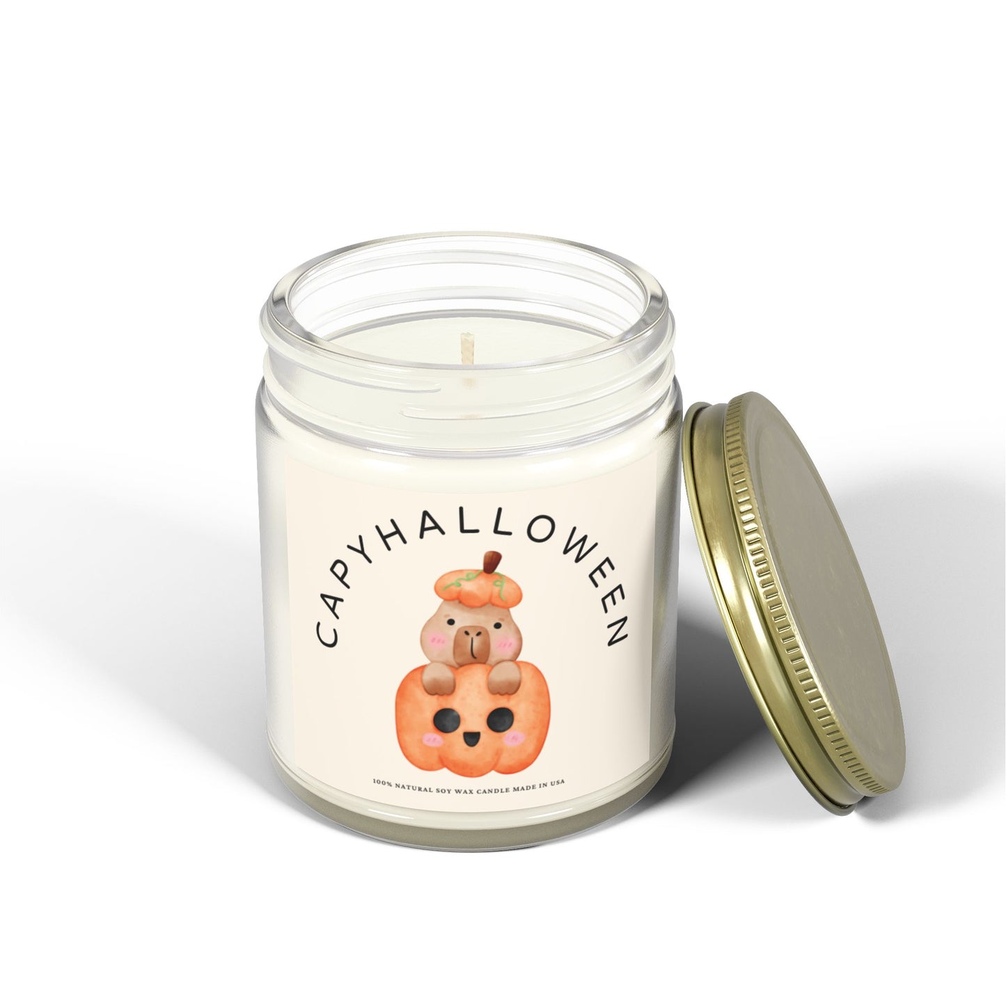 Capybara Halloween Scented Candle, Coconut Apricot Wax (4oz, 9oz) - Fart Heart Design