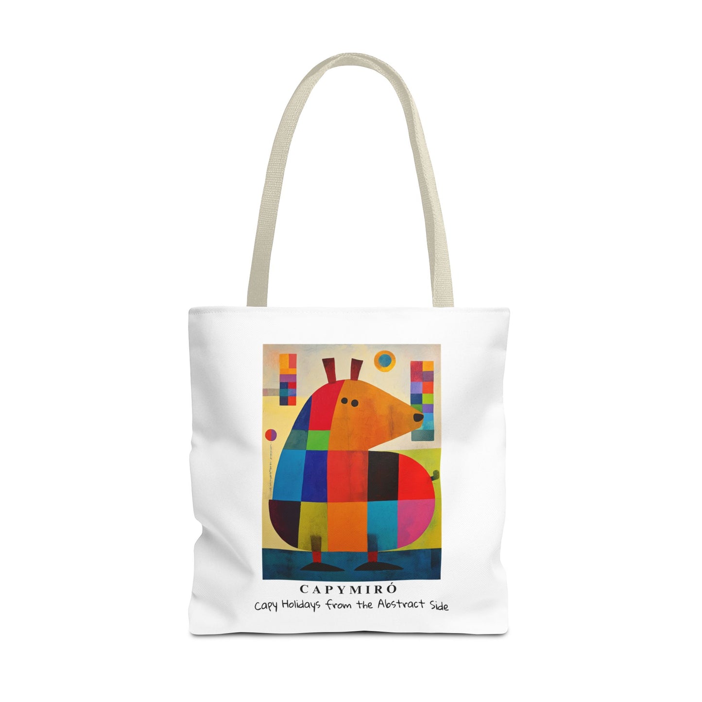 Capy Miro Christmas Tote Bag – Surreal Capybara Art – Capy Holiday from the Abstract Side – Joan Miró Inspired Canvas Bag Gift