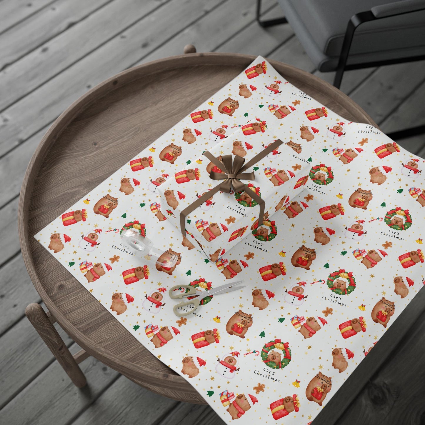 Capybara Christmas Wrapping Paper, Chirstmas Season Wrap, Cute Gift Wrap for Capybara Lovers, Winter Decorating, Party Supplies, Merry Christmas