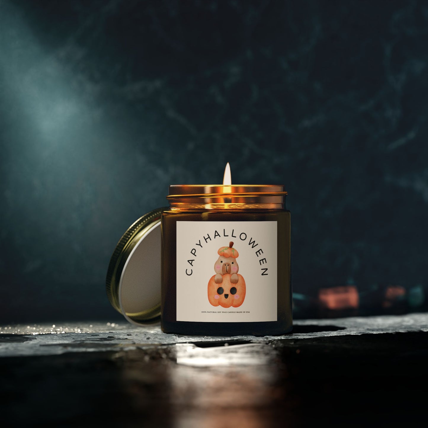 Capybara Halloween Scented Candle, Coconut Apricot Wax (4oz, 9oz) - Fart Heart Design