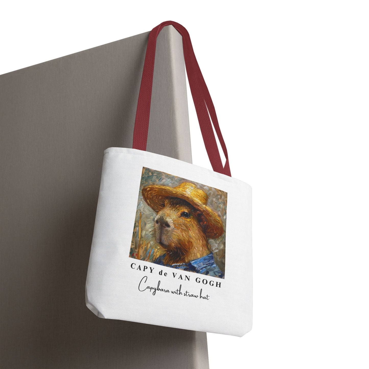 Capybara with a Straw Hat Tote Bag – CAPY de VAN GOGH Series – Funny Art Lover Gift, Animal-Inspired Canvas Bag