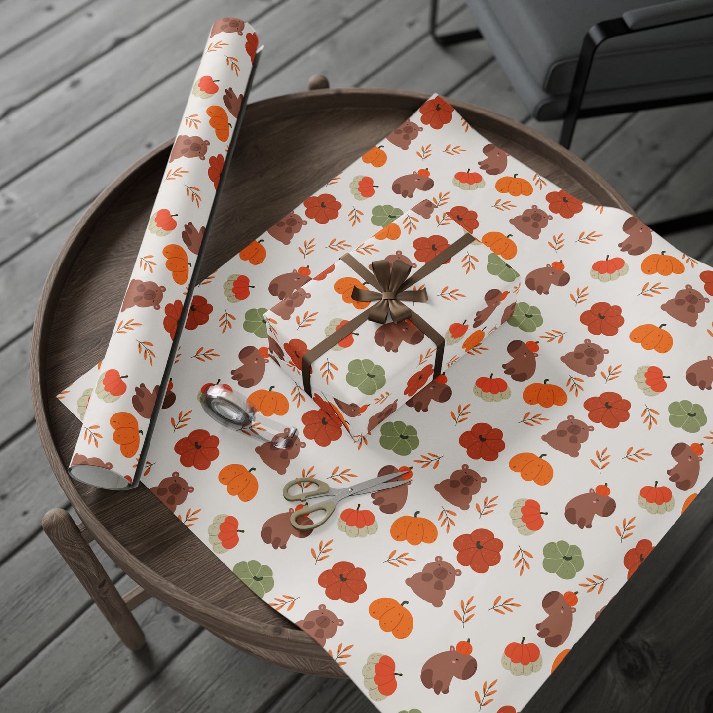 Capybara Pumpkin Wrapping Paper, Spooky Season Wrap, Cute Halloween Gift Wrap for Capybara Lovers, Fall Decorating, Party Supplies, Trick or Treat