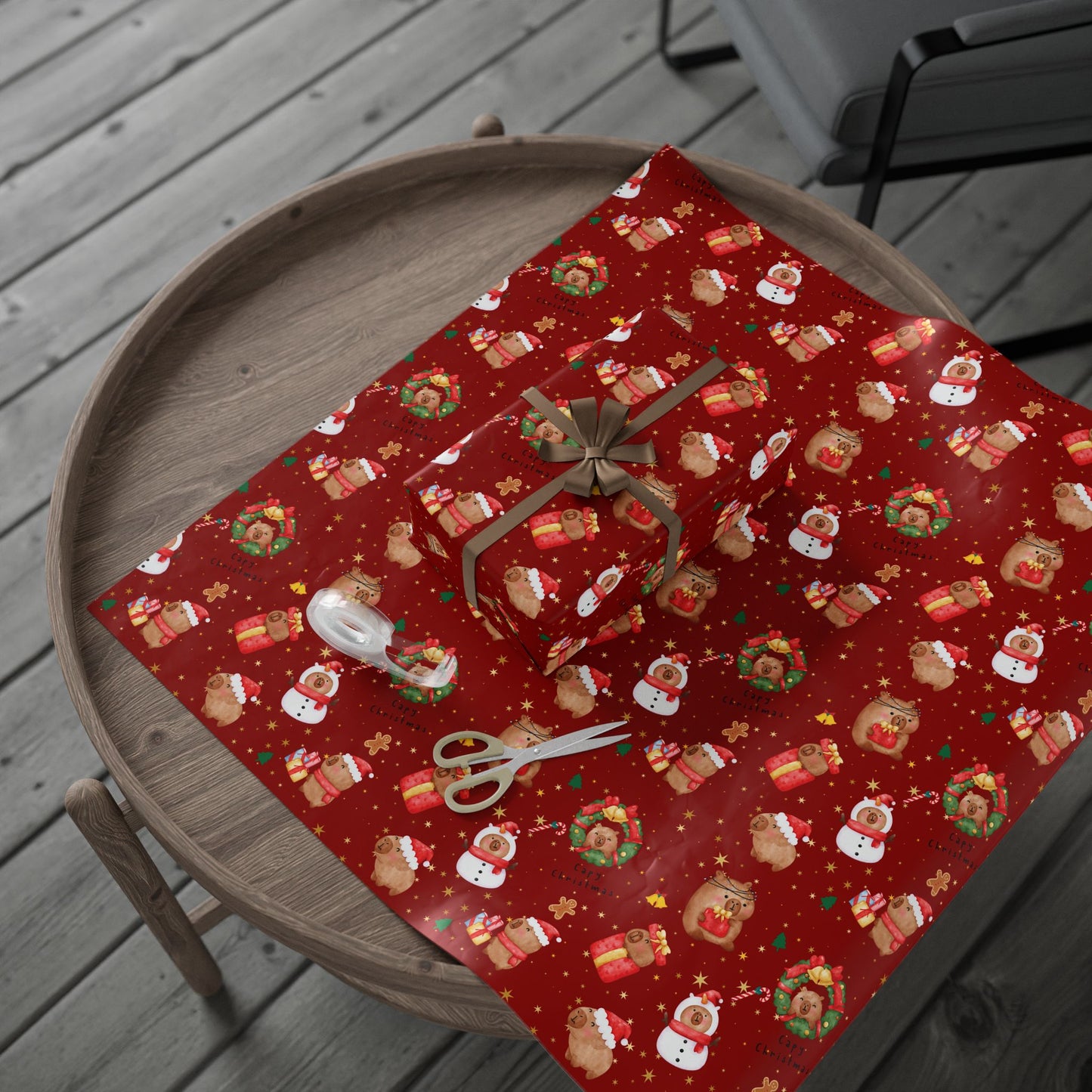 Capybara Christmas Wrapping Paper (Red), Chirstmas Season Wrap, Cute Gift Wrap for Capybara Lovers, Winter Decorating, Party Supplies, Merry Christmas