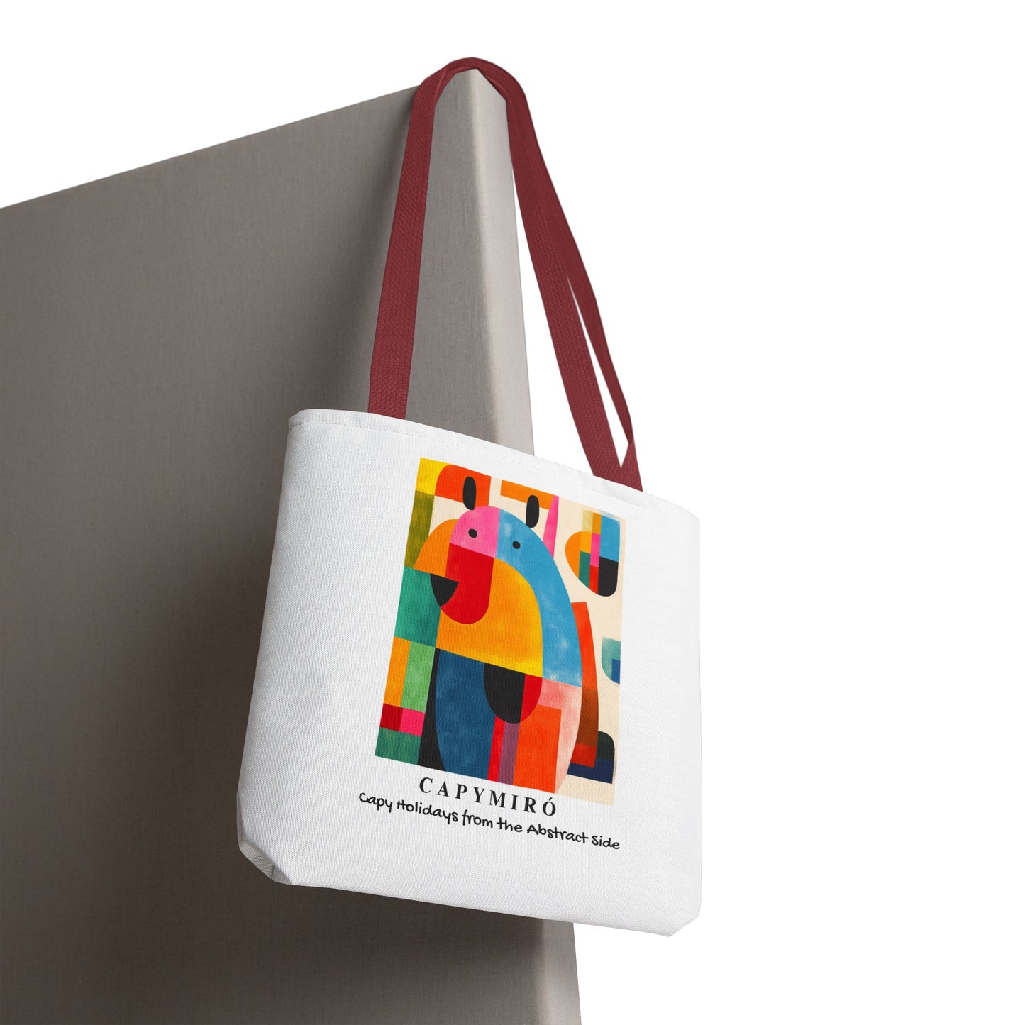 Capy Miro II Christmas Tote Bag – Surreal Capybara Art – Capy Holiday from the Abstract Side – Joan Miró Inspired Canvas Bag Gift