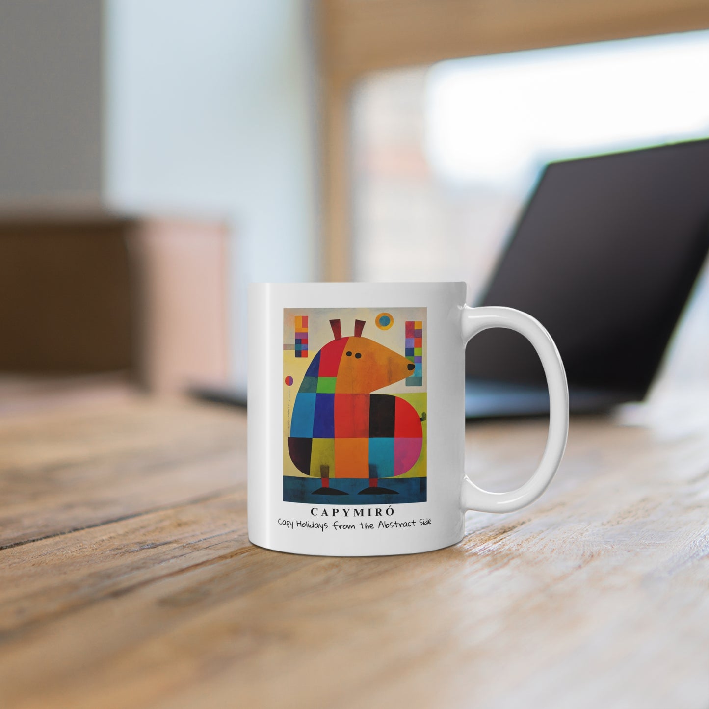 Capy Miro Christmas Mug – Surreal Capybara Art Gift, Abstract Holiday Coffee Cup, Joan Miró Inspired Ceramic Mug