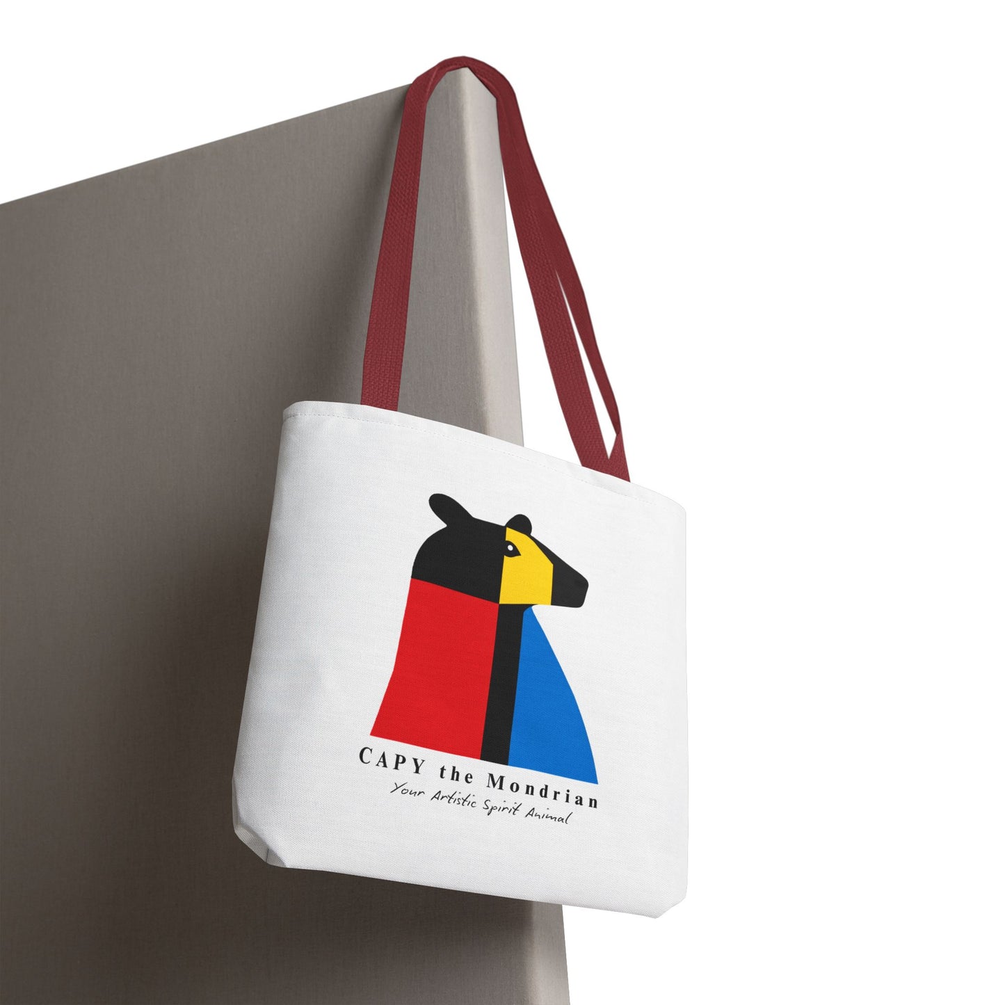 CAPY the Mondrian Tote Bag – Capybara Geometric Art Bag – Your Artistic Animal – Abstract Red Blue Yellow Canvas Tote