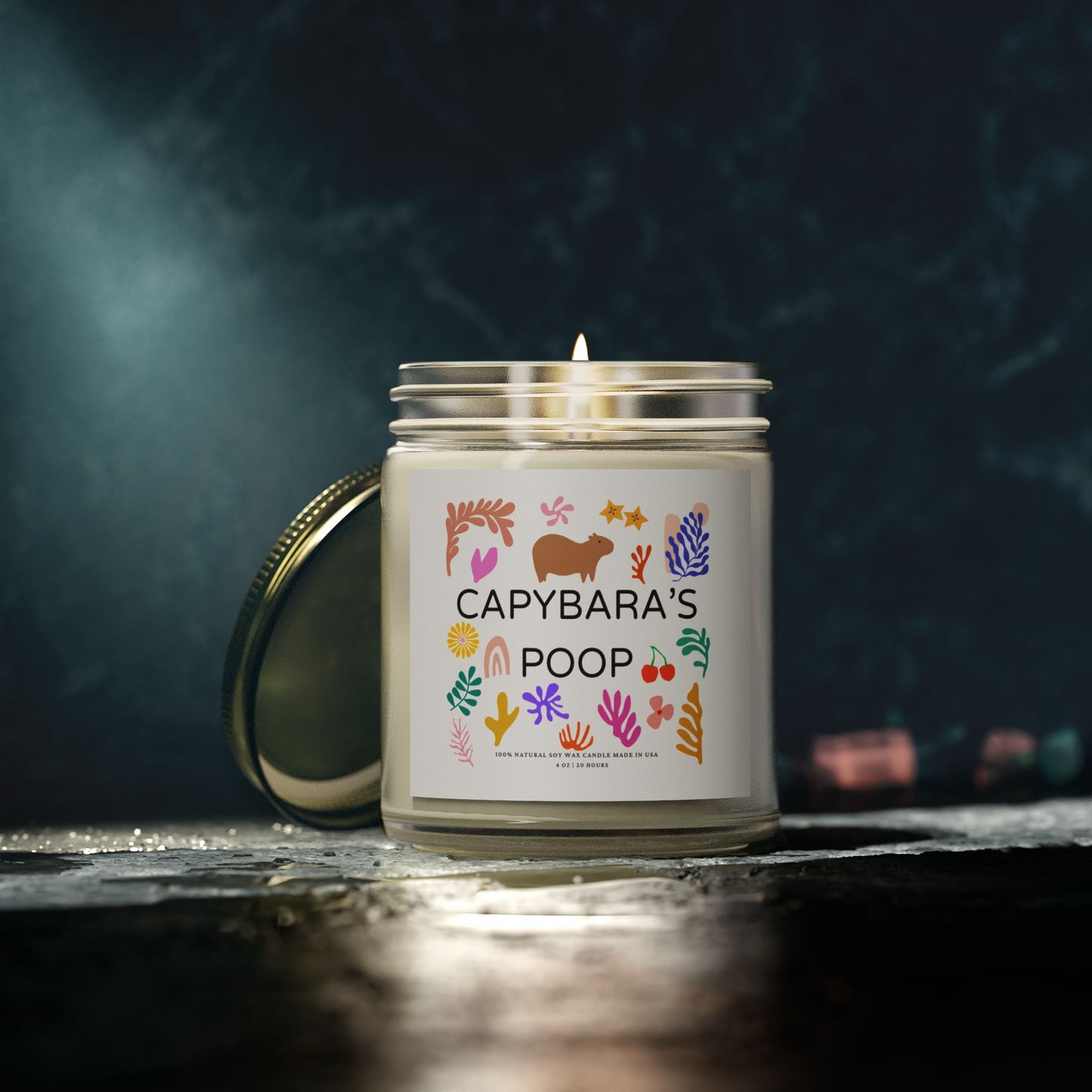Funny Candle Gift Capybara's Poop in Matisse style (9 Scents)