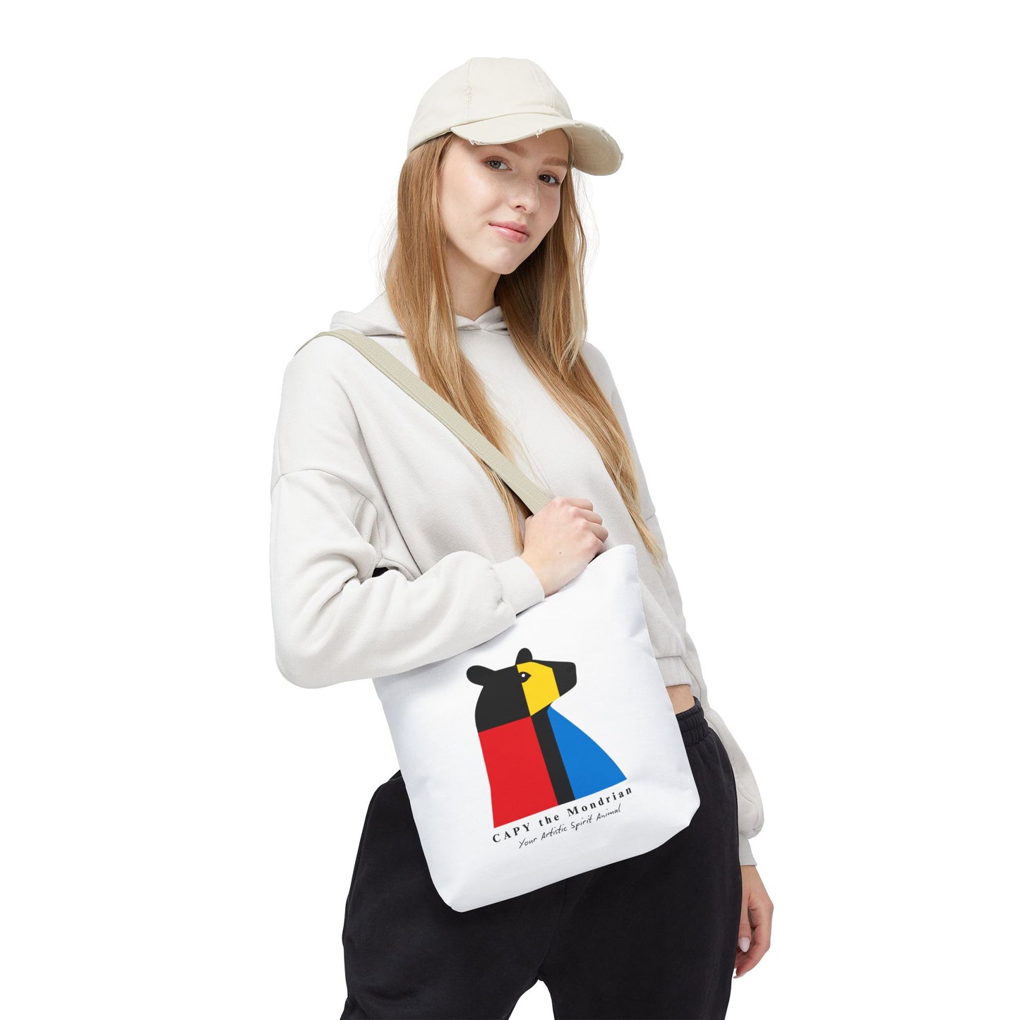 CAPY the Mondrian Tote Bag – Capybara Geometric Art Bag – Your Artistic Animal – Abstract Red Blue Yellow Canvas Tote
