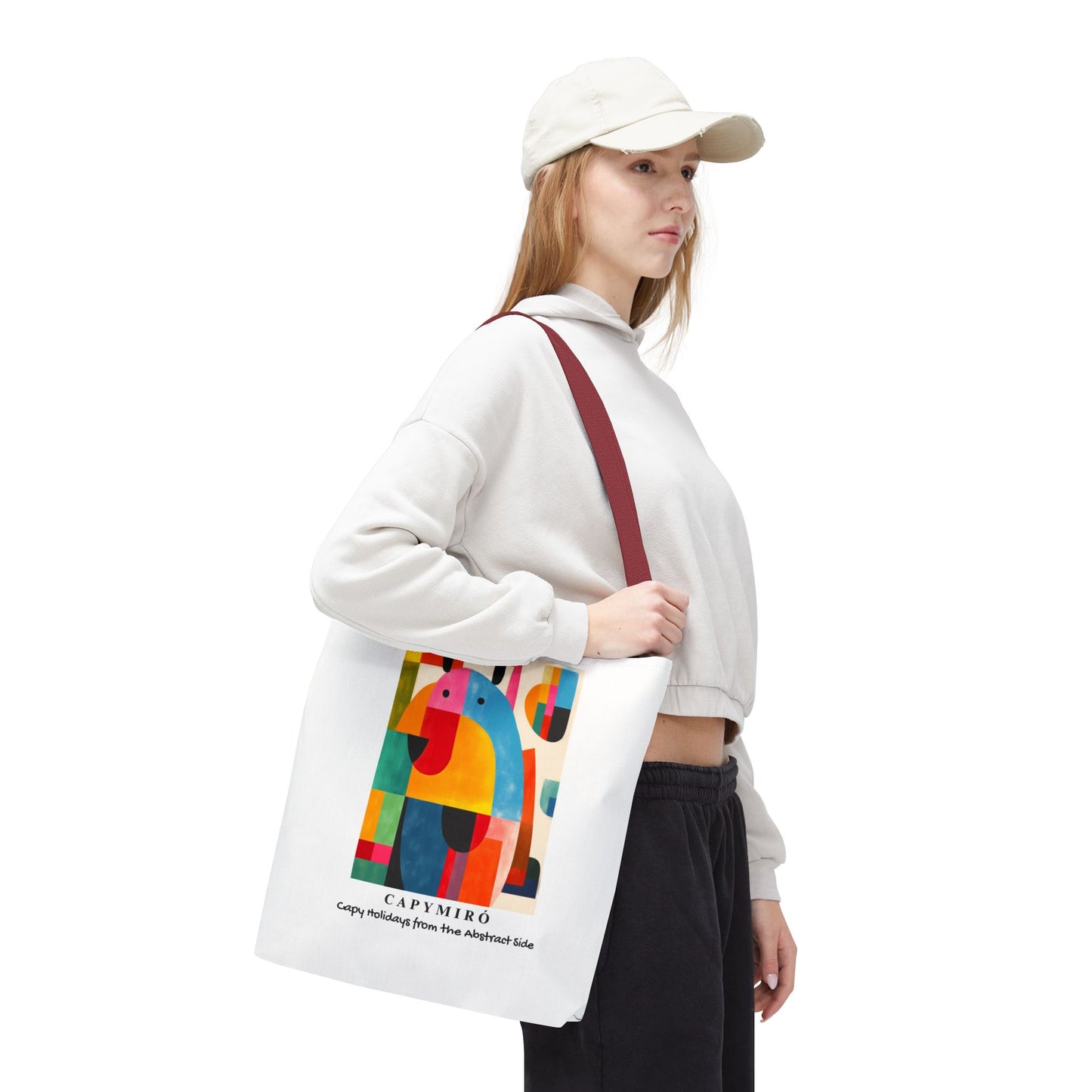 Capy Miro II Christmas Tote Bag – Surreal Capybara Art – Capy Holiday from the Abstract Side – Joan Miró Inspired Canvas Bag Gift
