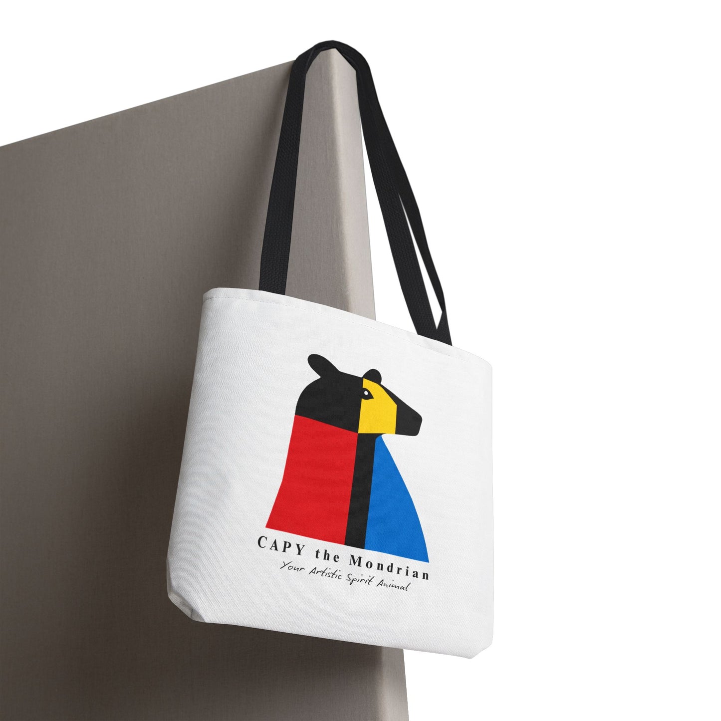CAPY the Mondrian Tote Bag – Capybara Geometric Art Bag – Your Artistic Animal – Abstract Red Blue Yellow Canvas Tote