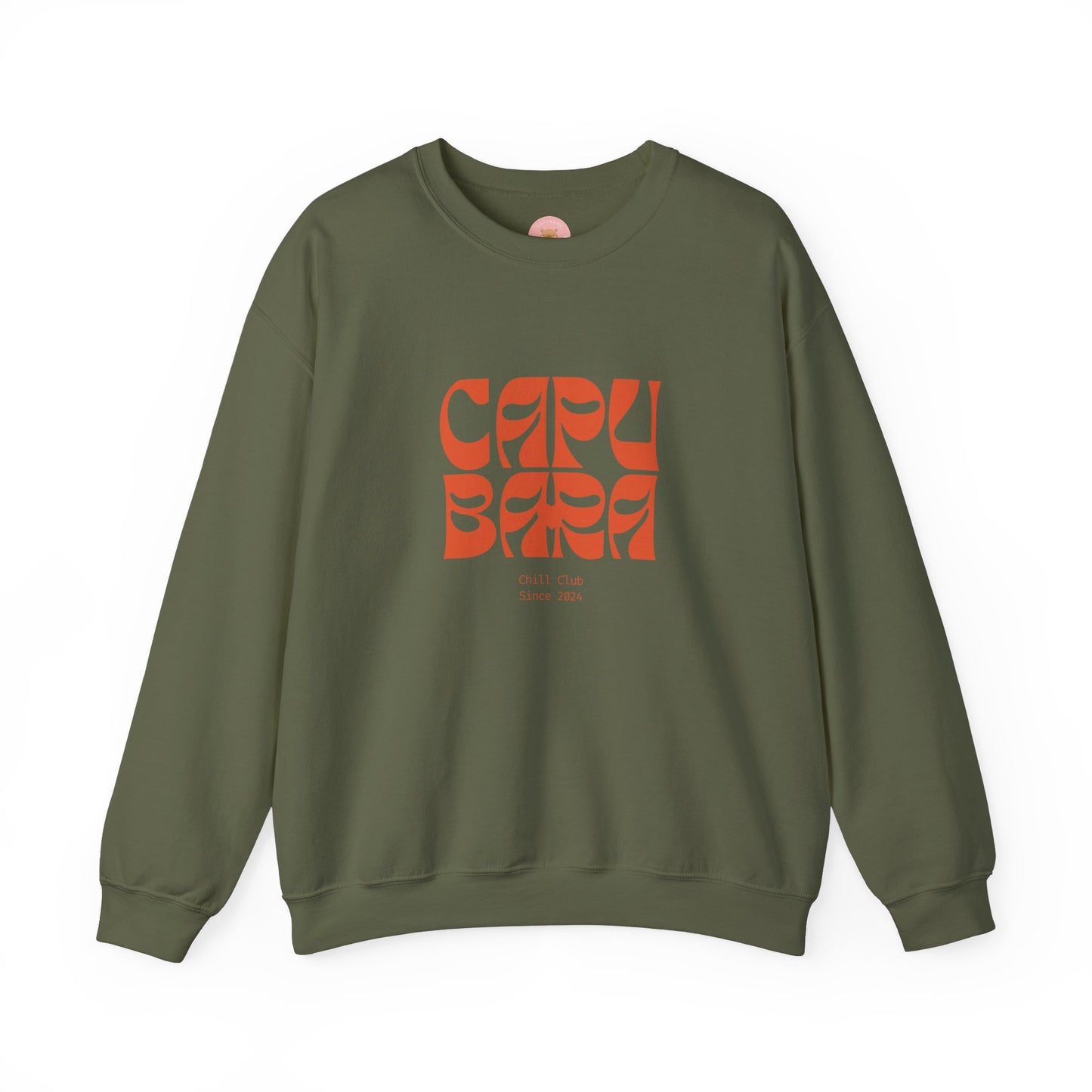 CAPYBARA Chill Club sweatshirt features the stylish plain text design. It offers a comfy wearing experience with a classic fit and crew neckline. Perfect for colder months, this sweatshirt is ideal for those who love unique and chill designs. The target audience includes individuals who enjoy cozy apparel with a touch of personality. Relevant for holidays, casual gatherings, and everyday wear.