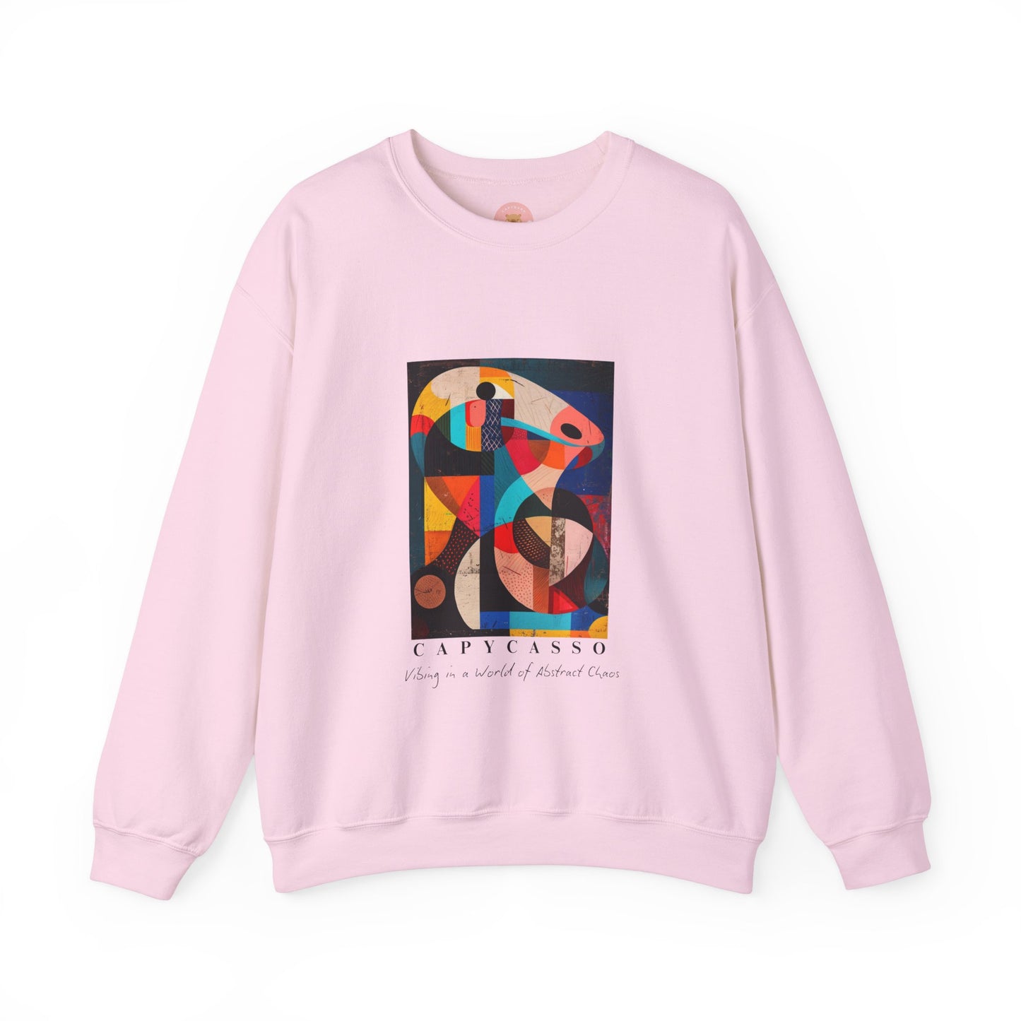 Capycasso Capybara sweatshirt features a painting inspired by Pablo Picasso, with very abstract forms and geometric shapes. It adds a funny vibe and is perfect for capybara and art lovers. This cozy sweatshirt is ideal for colder months and offers a comfy wearing experience with top-tier durability.