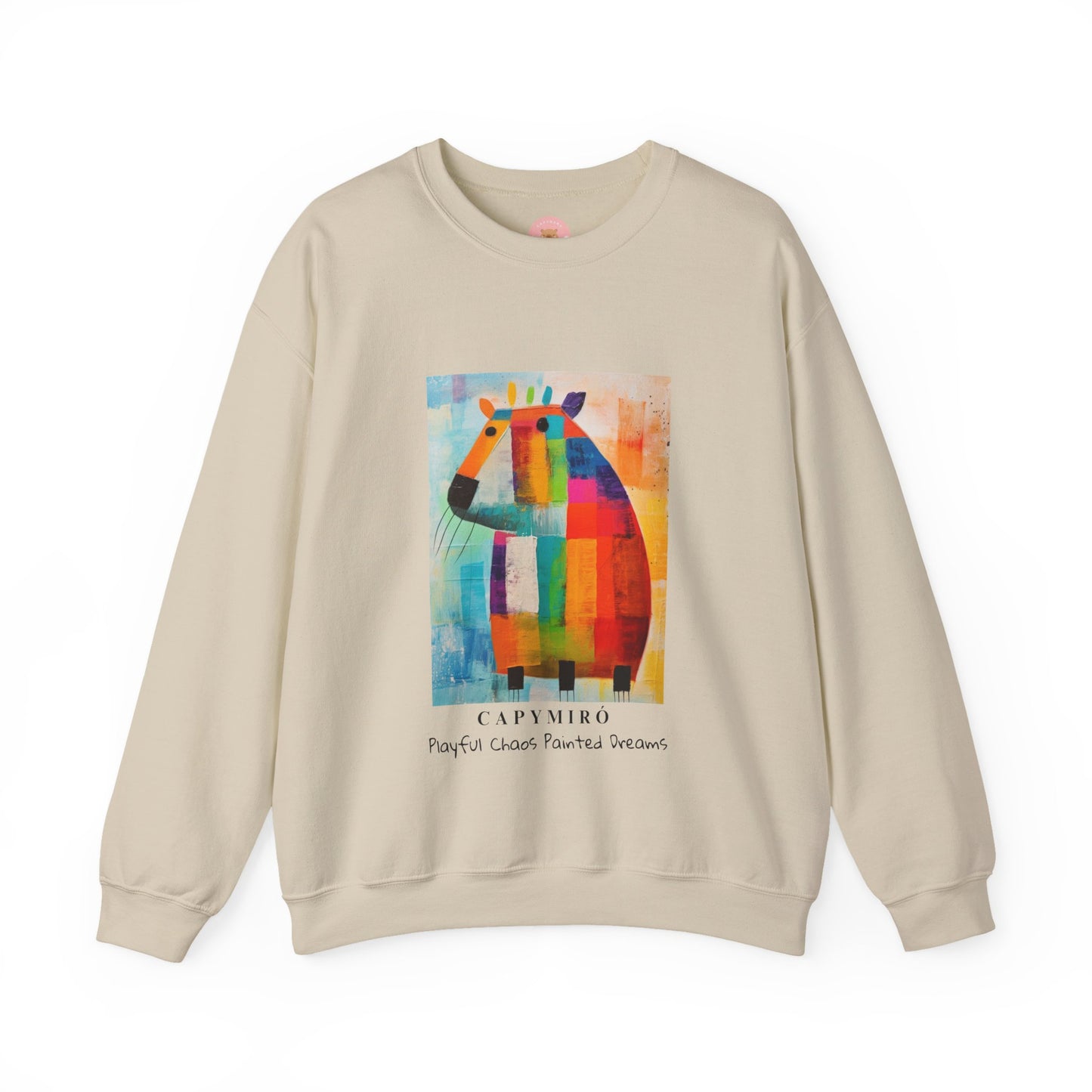 Capy Miro Sweatshirt – Playful Chaos Painted Dreams – Surreal Capybara Art Pullover – Colorful Joan Miró Inspired Unisex Sweater