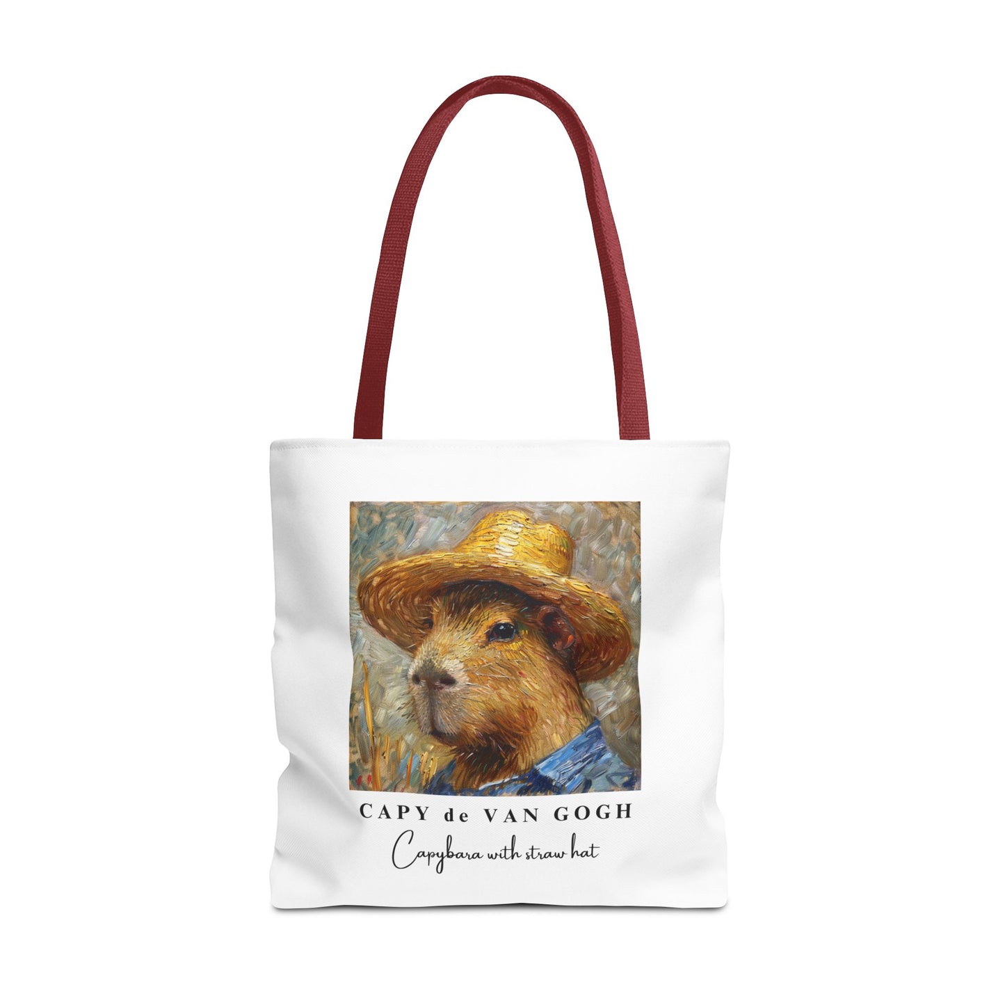 Capybara with a Straw Hat Tote Bag – CAPY de VAN GOGH Series – Funny Art Lover Gift, Animal-Inspired Canvas Bag