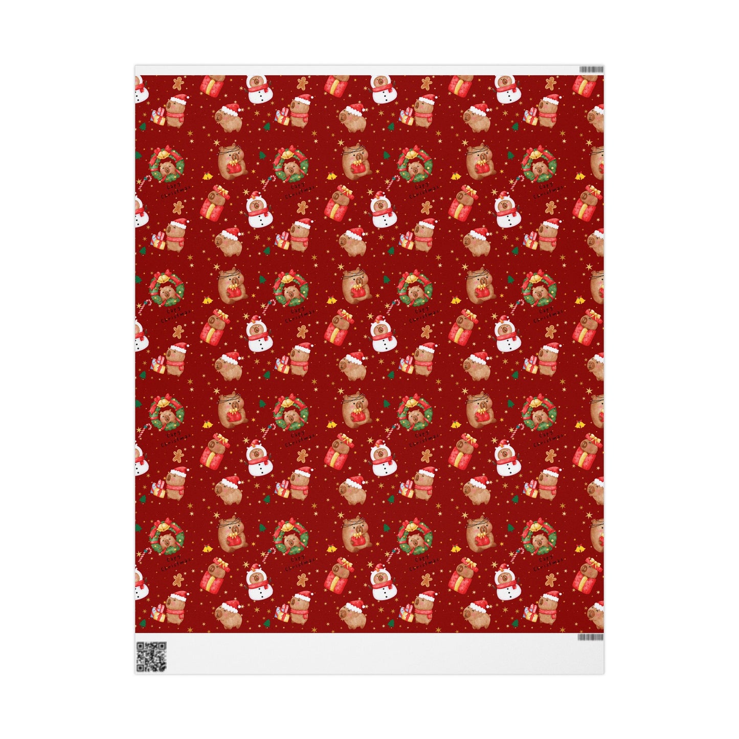Capybara Christmas Wrapping Paper (Red), Chirstmas Season Wrap, Cute Gift Wrap for Capybara Lovers, Winter Decorating, Party Supplies, Merry Christmas