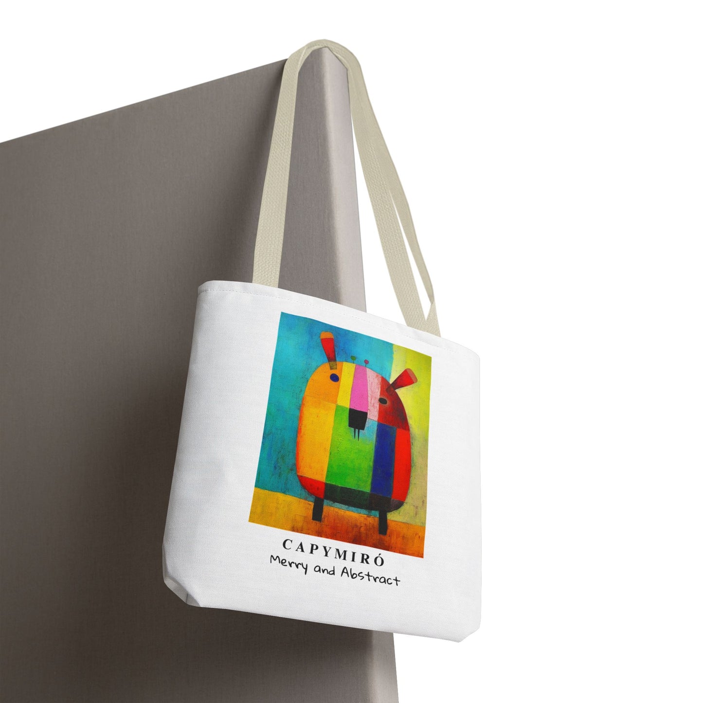 Capy Miro Christmas Tote Bag – Surreal Capybara Art – Merry & Abstract – Joan Miró Inspired Canvas Bag Gift
