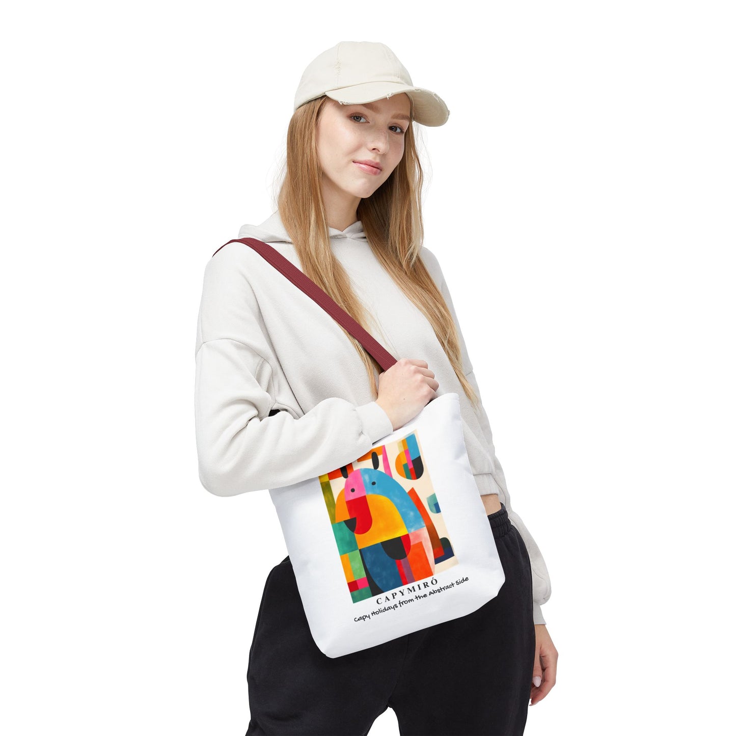 Capy Miro II Christmas Tote Bag – Surreal Capybara Art – Capy Holiday from the Abstract Side – Joan Miró Inspired Canvas Bag Gift