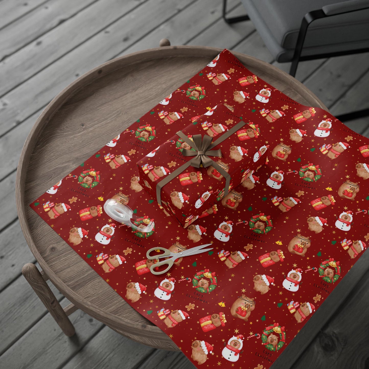 Capybara Christmas Wrapping Paper (Red), Chirstmas Season Wrap, Cute Gift Wrap for Capybara Lovers, Winter Decorating, Party Supplies, Merry Christmas