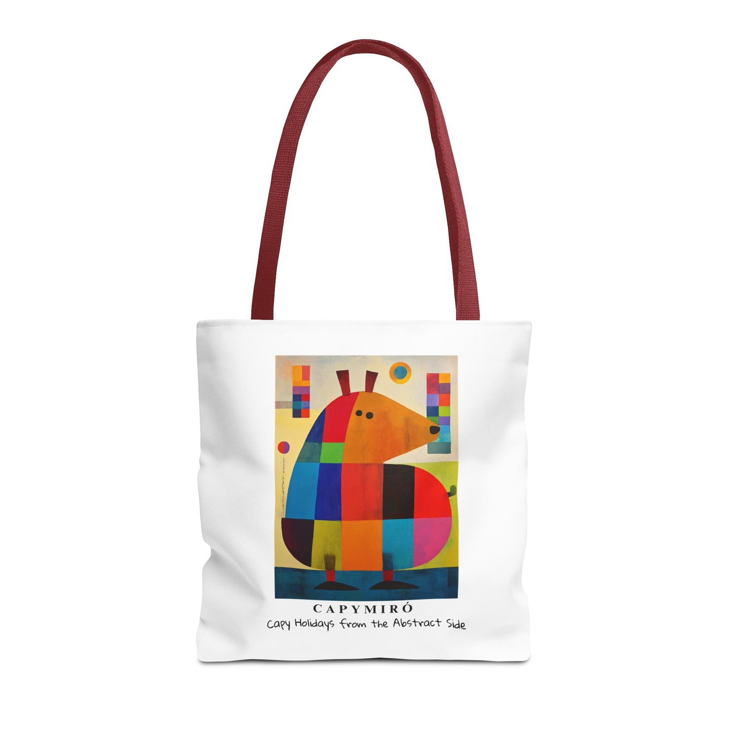 Capy Miro Christmas Tote Bag – Surreal Capybara Art – Capy Holiday from the Abstract Side – Joan Miró Inspired Canvas Bag Gift