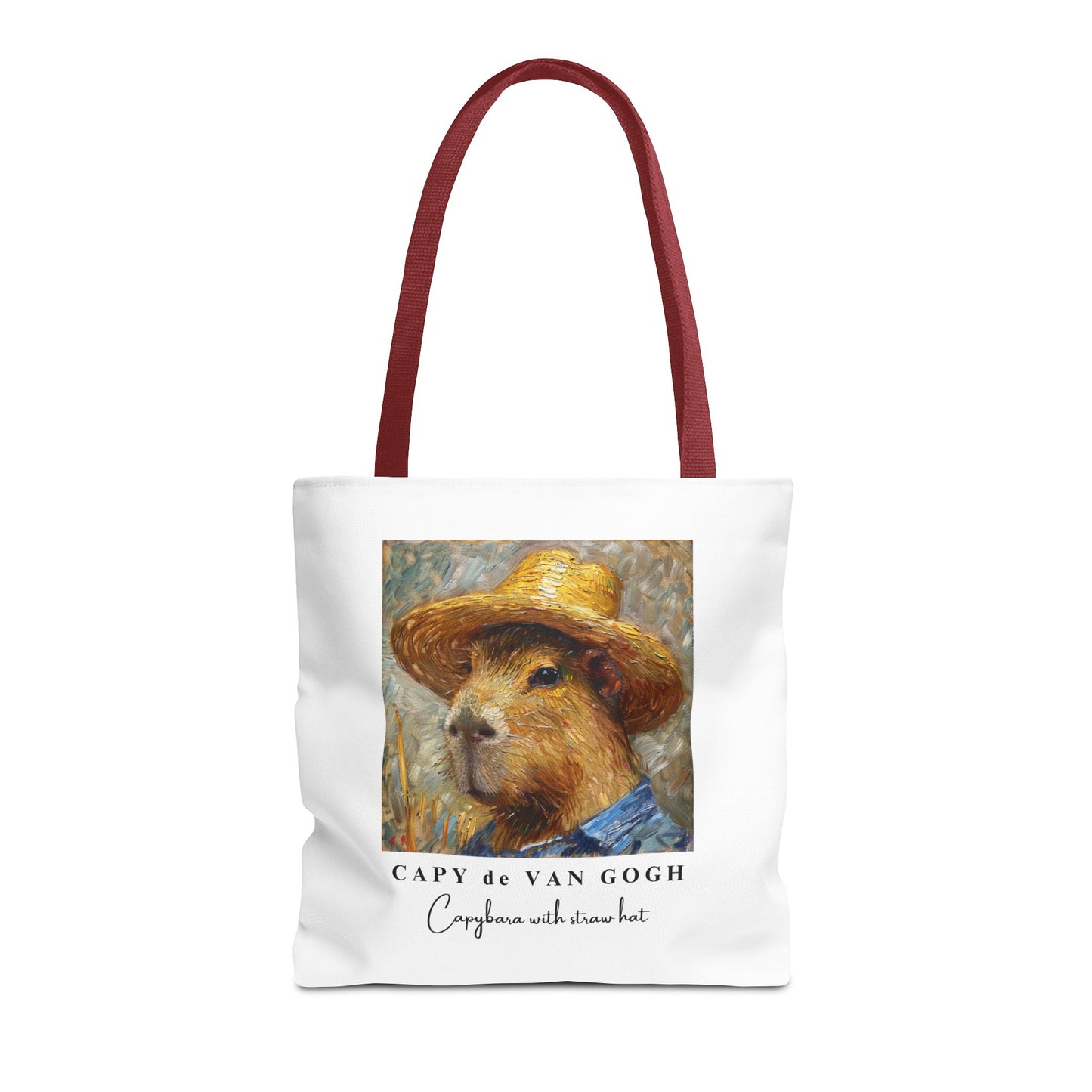 Capybara with a Straw Hat Tote Bag – CAPY de VAN GOGH Series – Funny Art Lover Gift, Animal-Inspired Canvas Bag