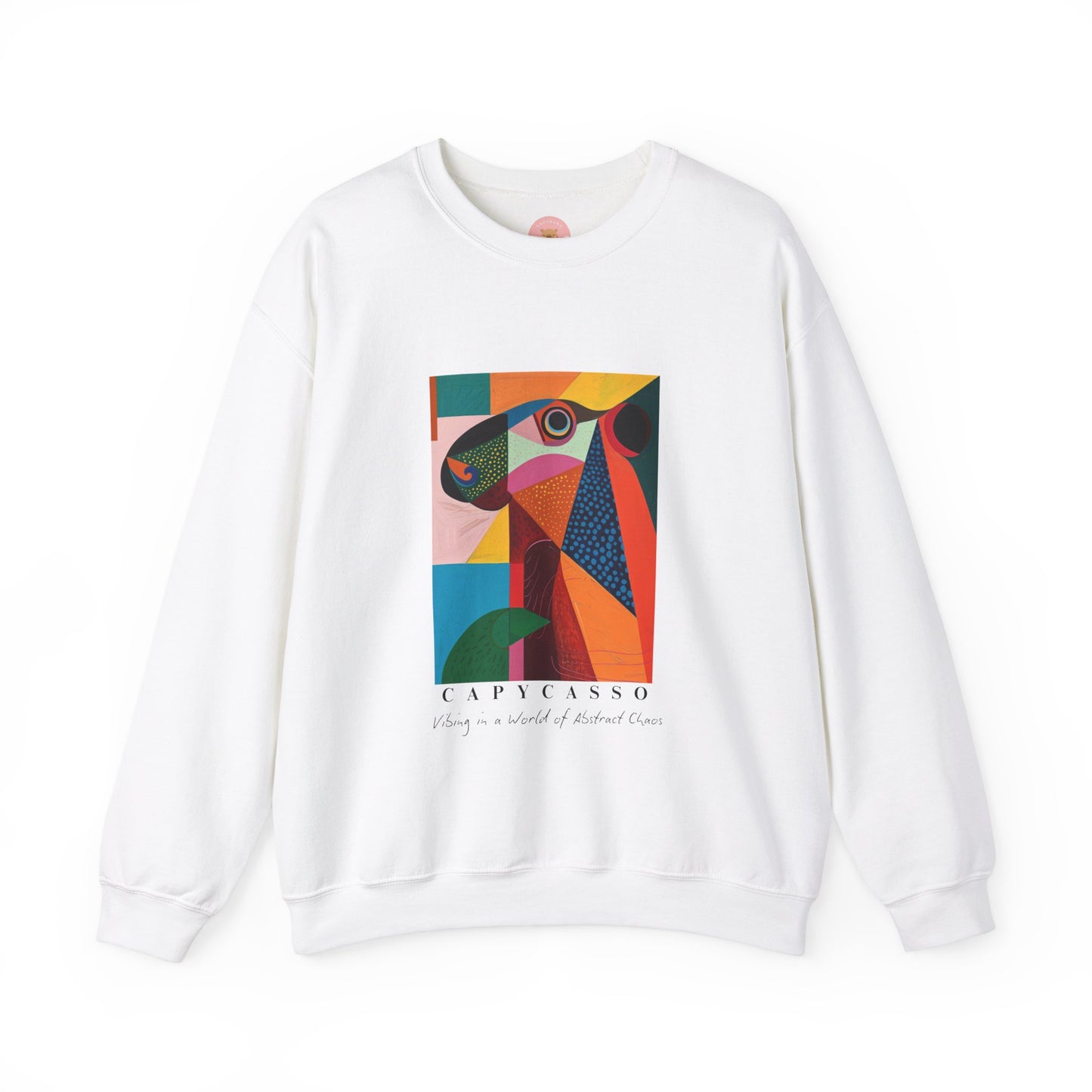Capycasso Capybara sweatshirt features a painting inspired by Pablo Picasso, with very abstract forms and geometric shapes. It adds a funny vibe and is perfect for capybara and art lovers. This cozy sweatshirt is ideal for colder months and offers a comfy wearing experience with top-tier durability.