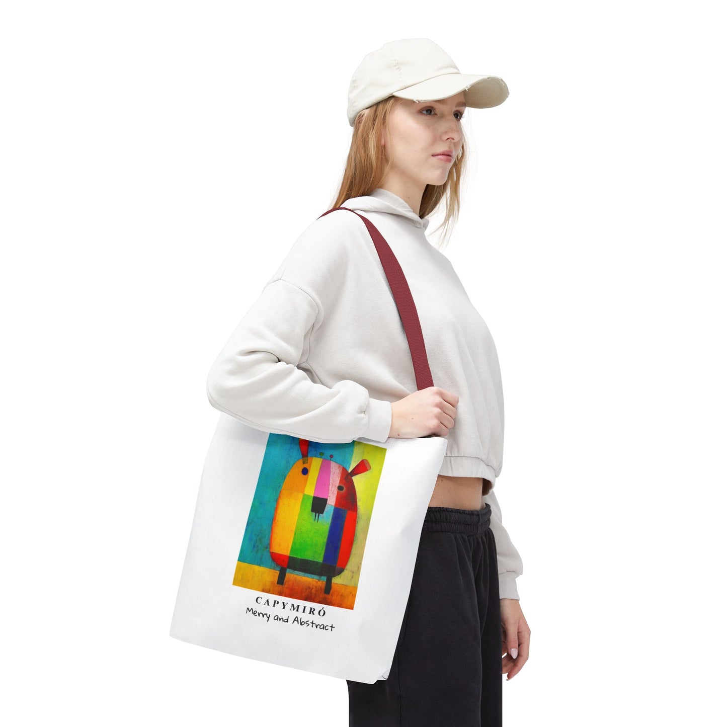 Capy Miro Christmas Tote Bag – Surreal Capybara Art – Merry & Abstract – Joan Miró Inspired Canvas Bag Gift