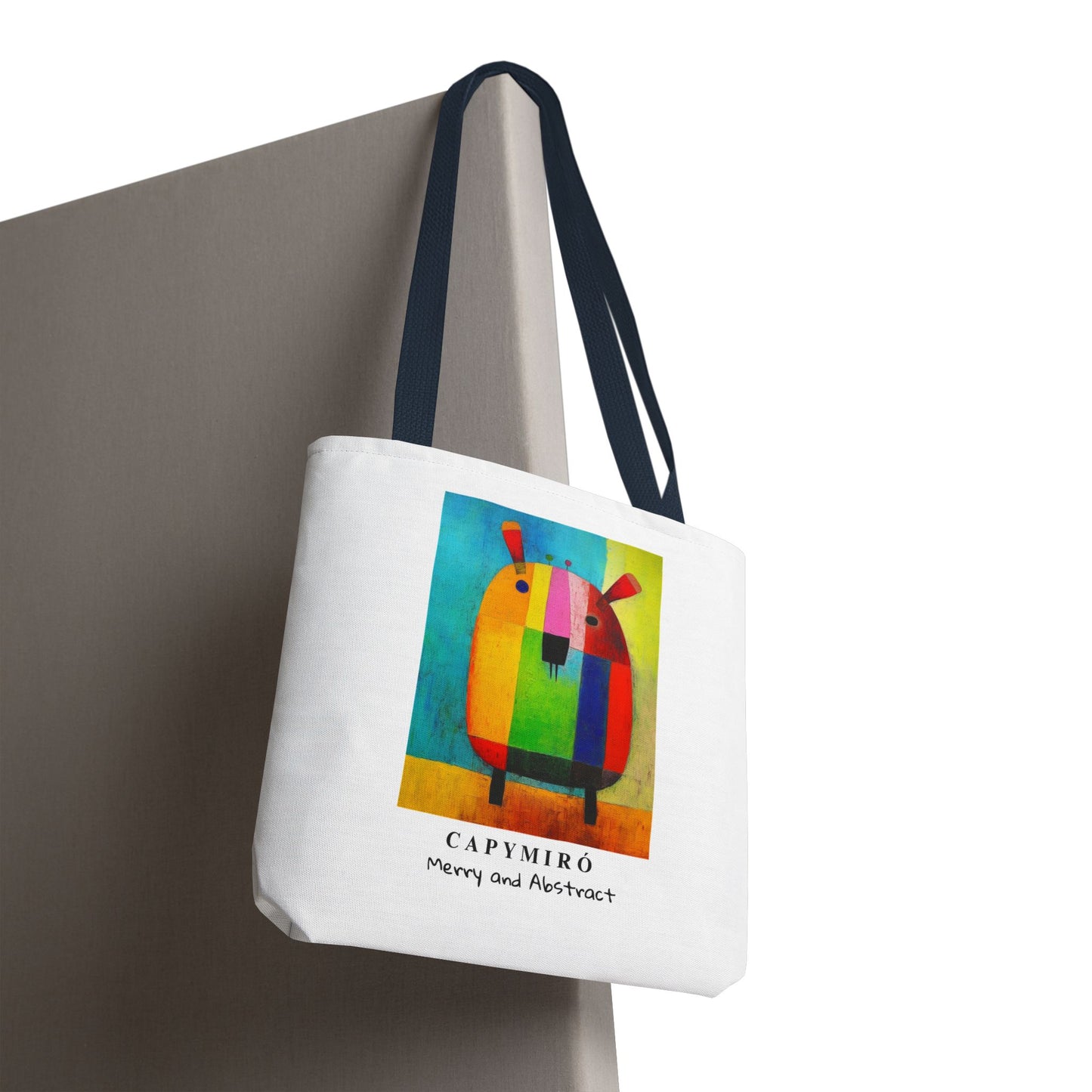 Capy Miro Christmas Tote Bag – Surreal Capybara Art – Merry & Abstract – Joan Miró Inspired Canvas Bag Gift
