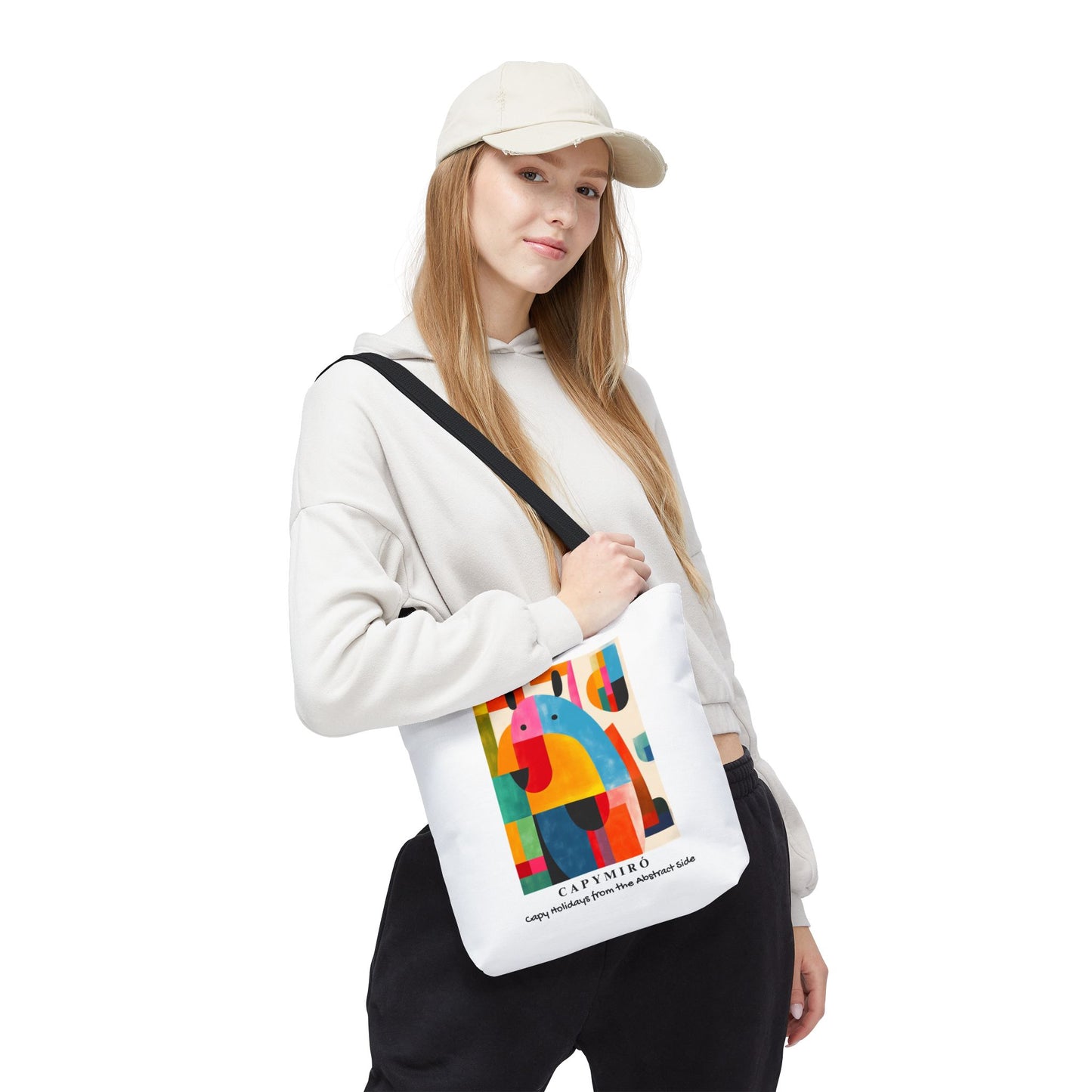 Capy Miro II Christmas Tote Bag – Surreal Capybara Art – Capy Holiday from the Abstract Side – Joan Miró Inspired Canvas Bag Gift