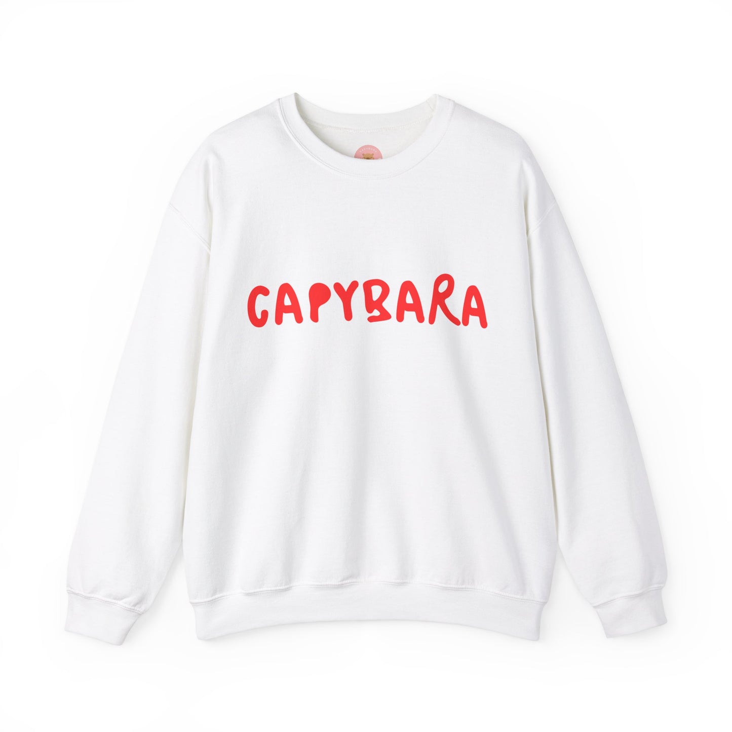 Capybara crewneck sweatshirt features the playful plain text design of CAPYBARA. It offers a comfy wearing experience with a classic fit and crew neckline. Perfect for colder months, this sweatshirt is ideal for those who love unique and chill designs. The target audience includes individuals who enjoy cozy apparel with a touch of personality. Relevant for holidays, casual gatherings, and everyday wear.