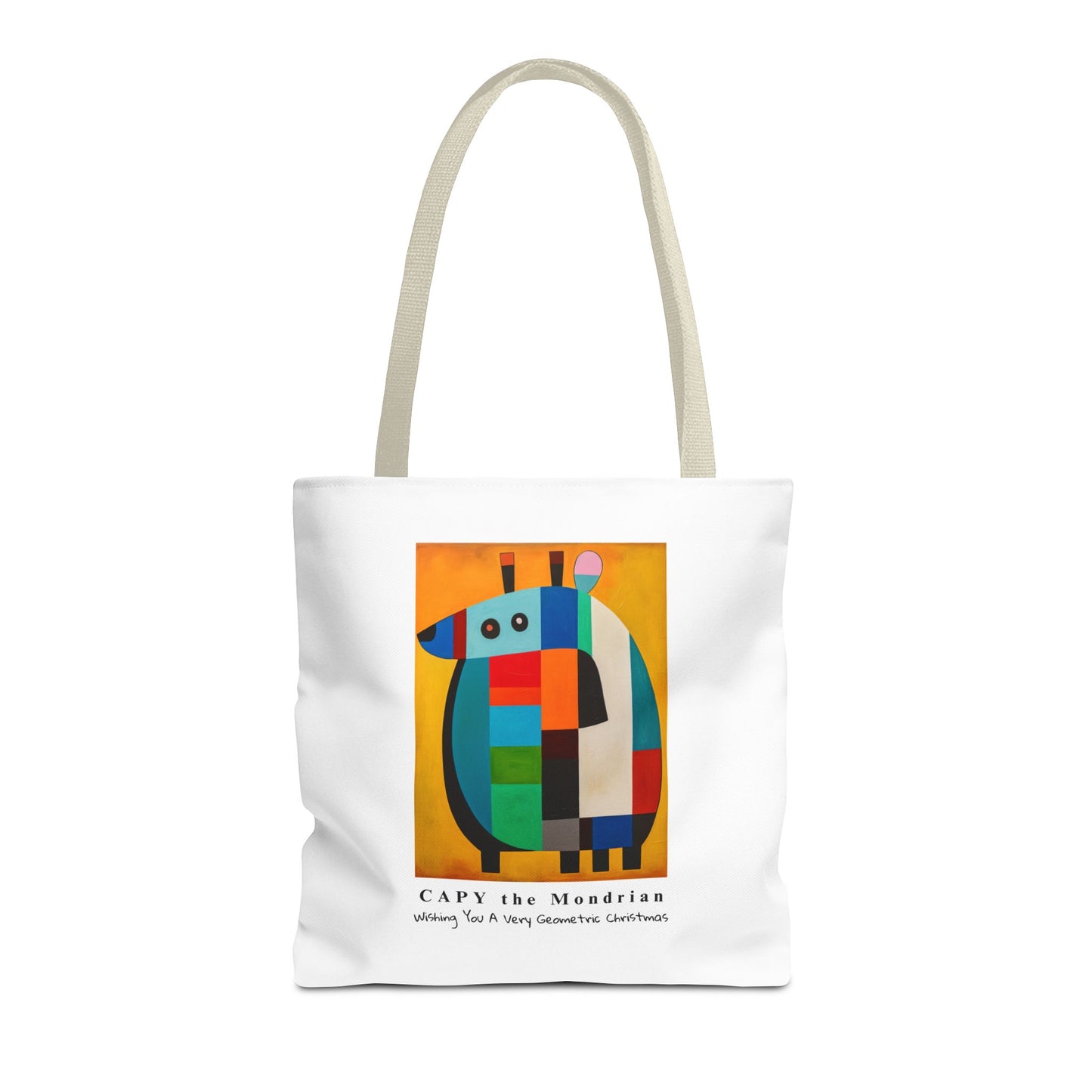 Capybara Christmas Tote Bag – CAPY the Mondrian Series – Wishing You a Very Geometric Christmas – Abstract Art Lover Gift