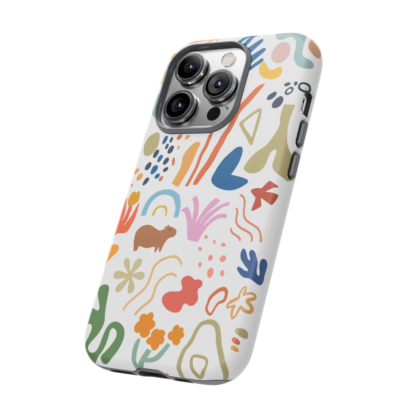 Capybara in Henri Matisse Style Phone Case (White) , Tough Phone Cover, Animal Lover Gift, Colorful Tech Accessories, Fun Gift