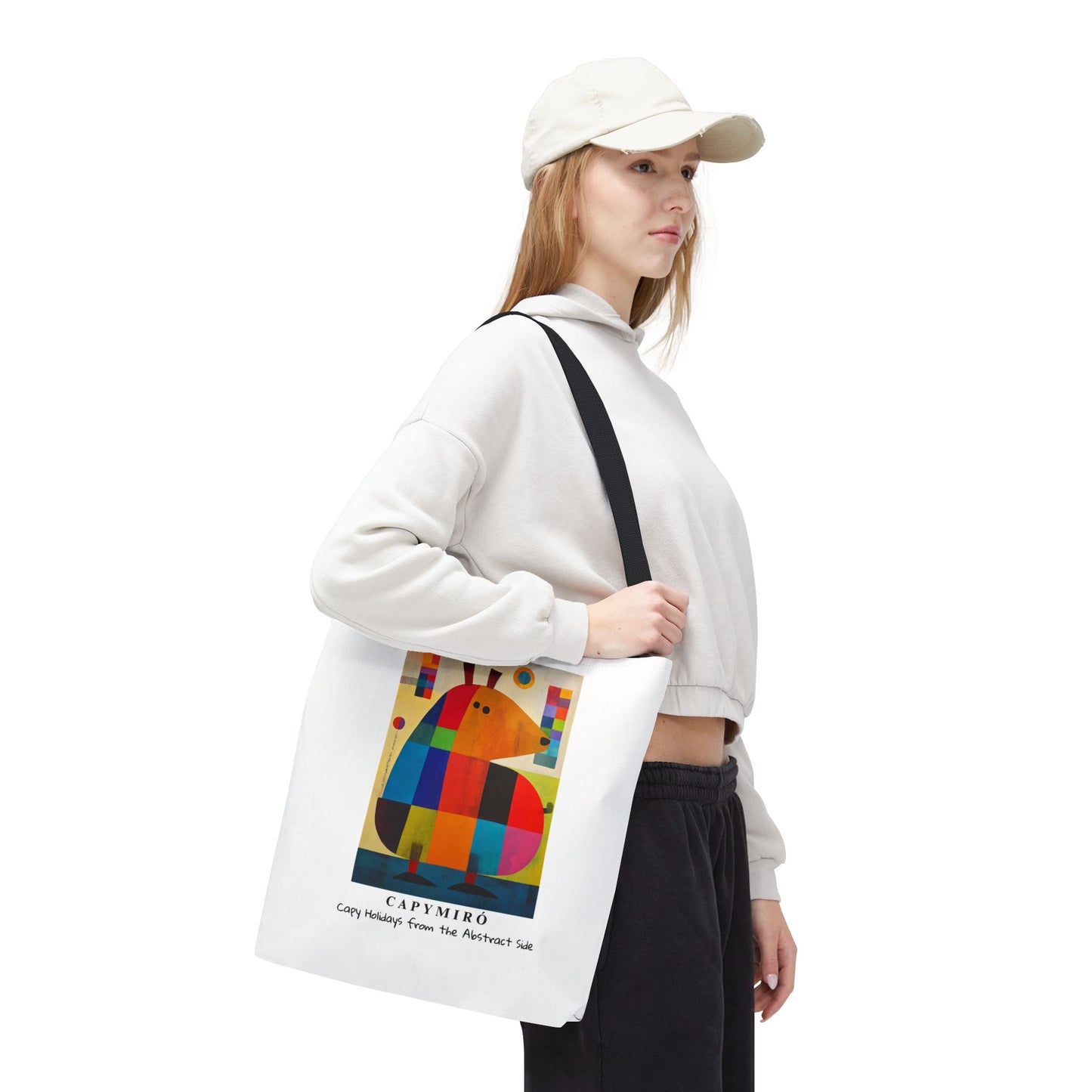 Capy Miro Christmas Tote Bag – Surreal Capybara Art – Capy Holiday from the Abstract Side – Joan Miró Inspired Canvas Bag Gift