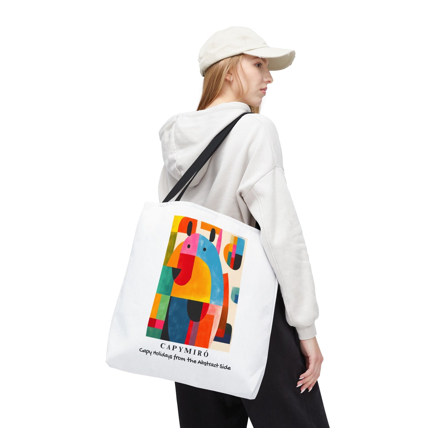 Capy Miro II Christmas Tote Bag – Surreal Capybara Art – Capy Holiday from the Abstract Side – Joan Miró Inspired Canvas Bag Gift